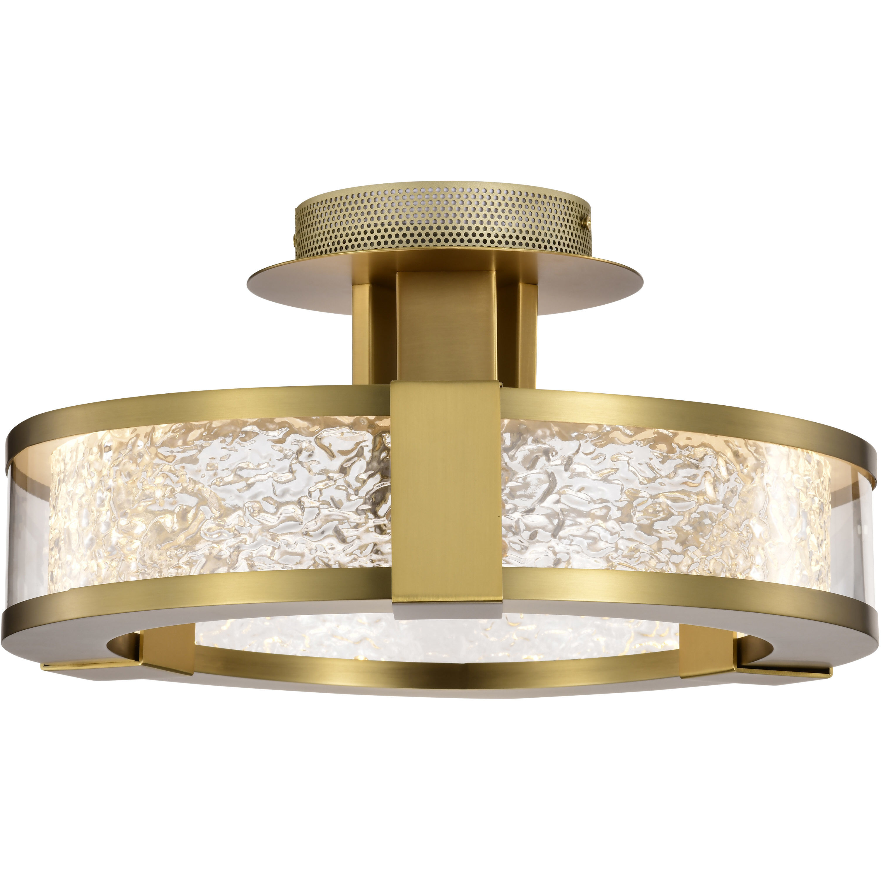 Darrow LED 13.75 inch Vintage Brass Semi Flush Mount Ceiling Light