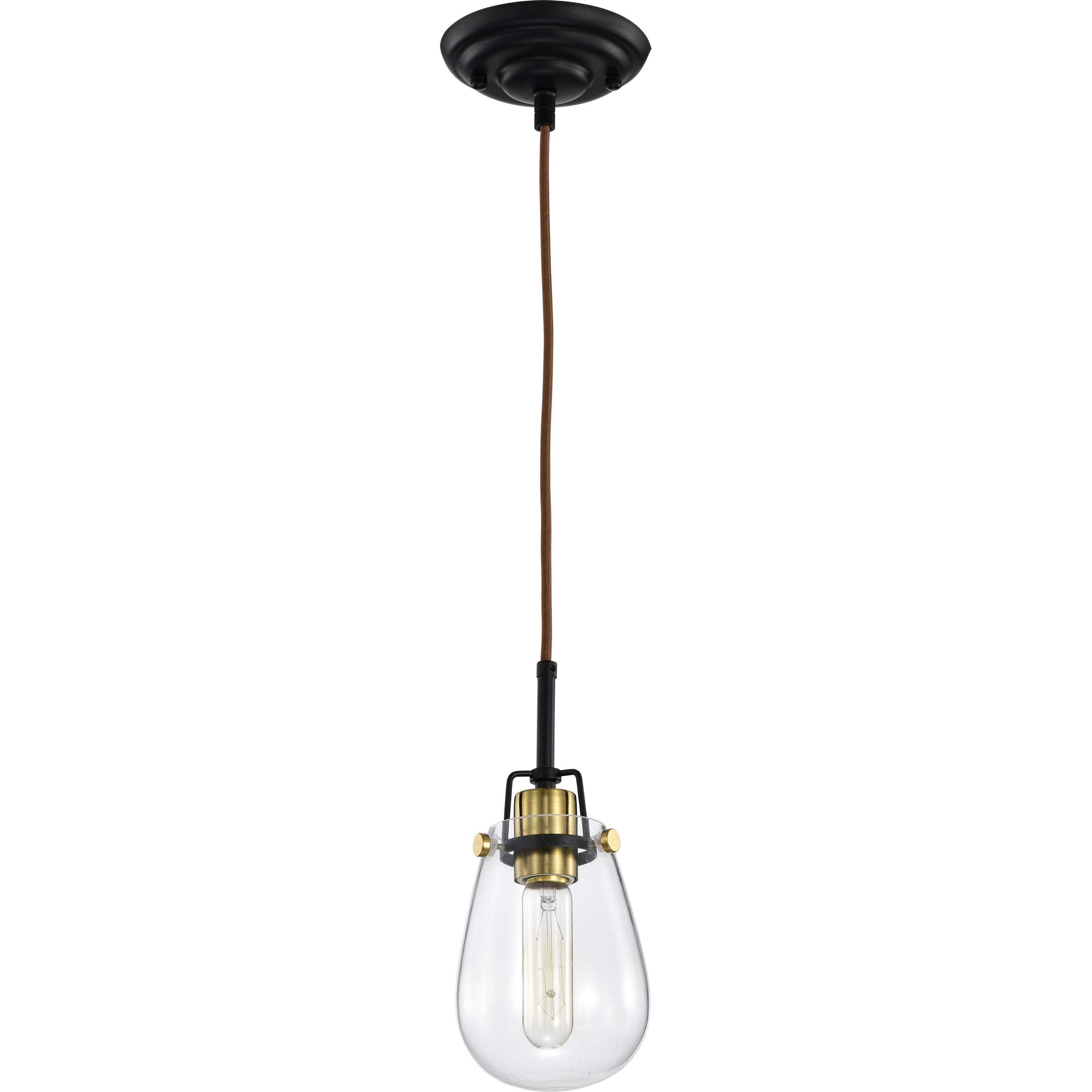 Toleo 1 Light 4.75 inch Black and Vintage Brass Accents Mini Pendant Ceiling Light
