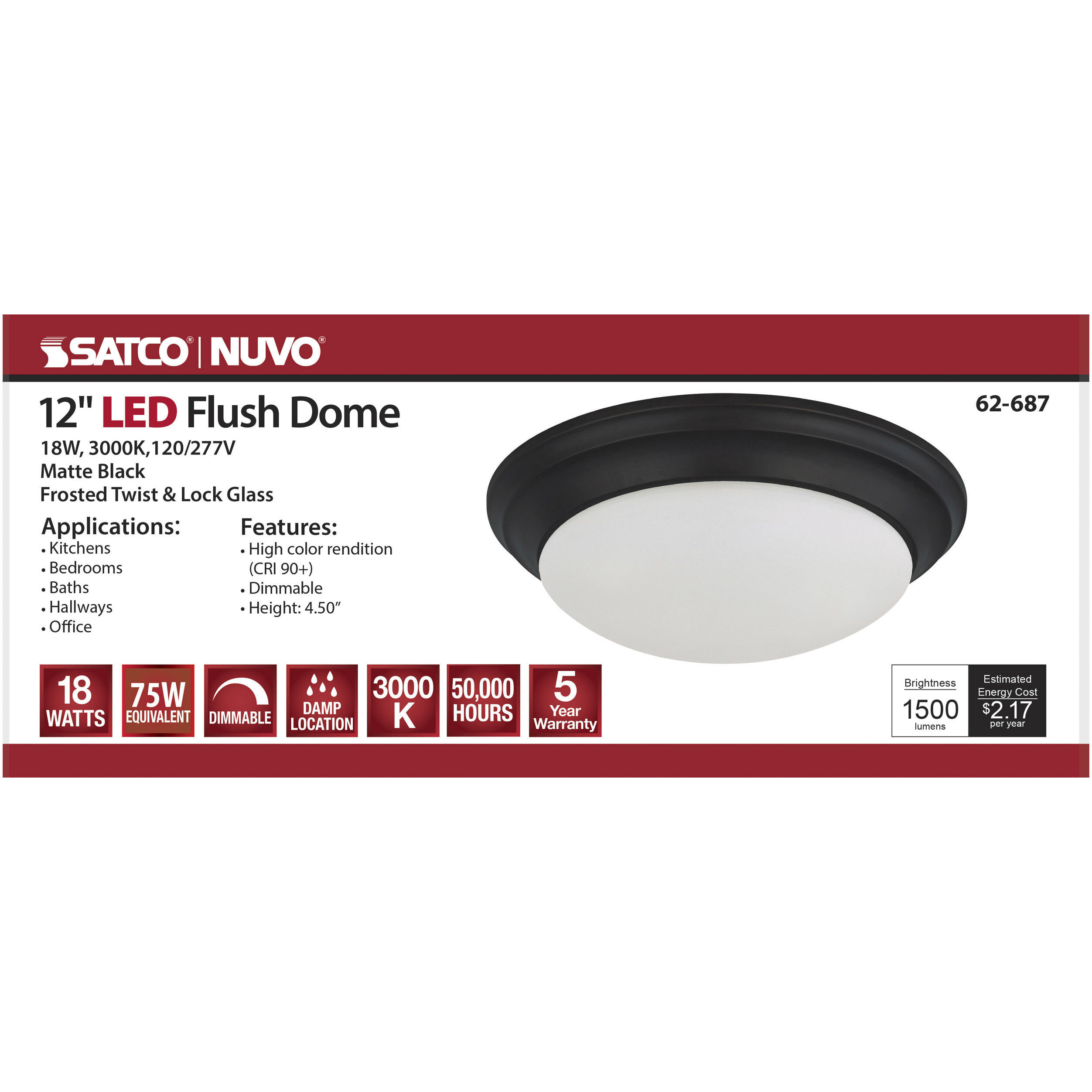 Brentwood LED 11.75 inch Matte Black Flush Mount Ceiling Light