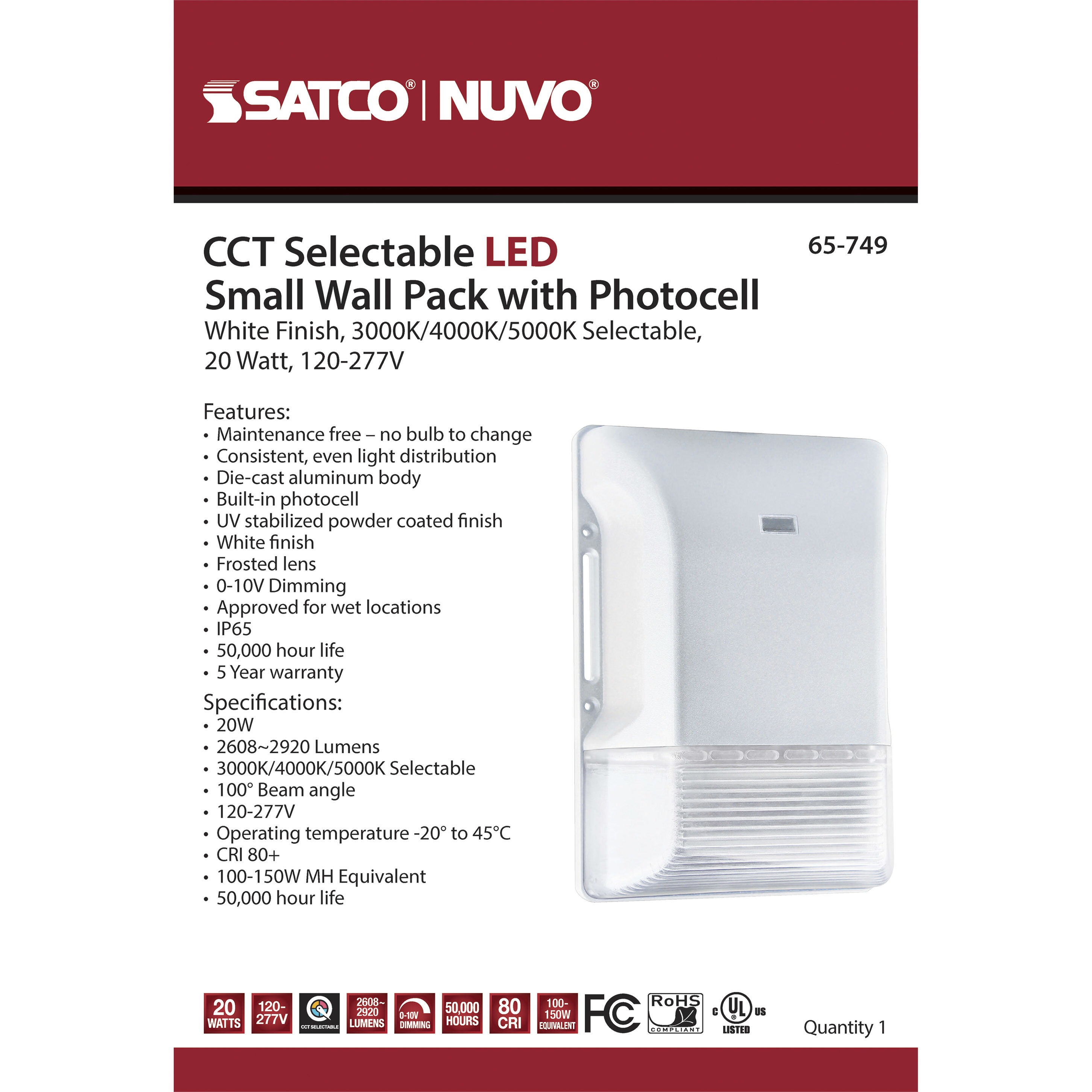 Brentwood LED 9 inch White Wall Pack