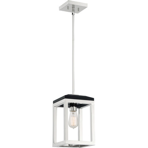 Cakewalk 1 Light 7 inch Polished Nickel and Black Accents Pendant Ceiling Light