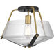 Starlight 1 Light 15.75 inch Matte Black and Natural Brass Semi Flush Mount Ceiling Light