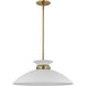 Perkins 1 Light 20 inch Matte White/Burnished Brass Pendant Ceiling Light