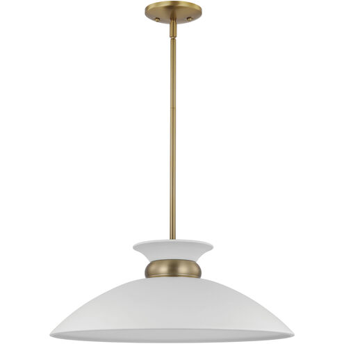 Perkins 1 Light 20 inch Matte White/Burnished Brass Pendant Ceiling Light