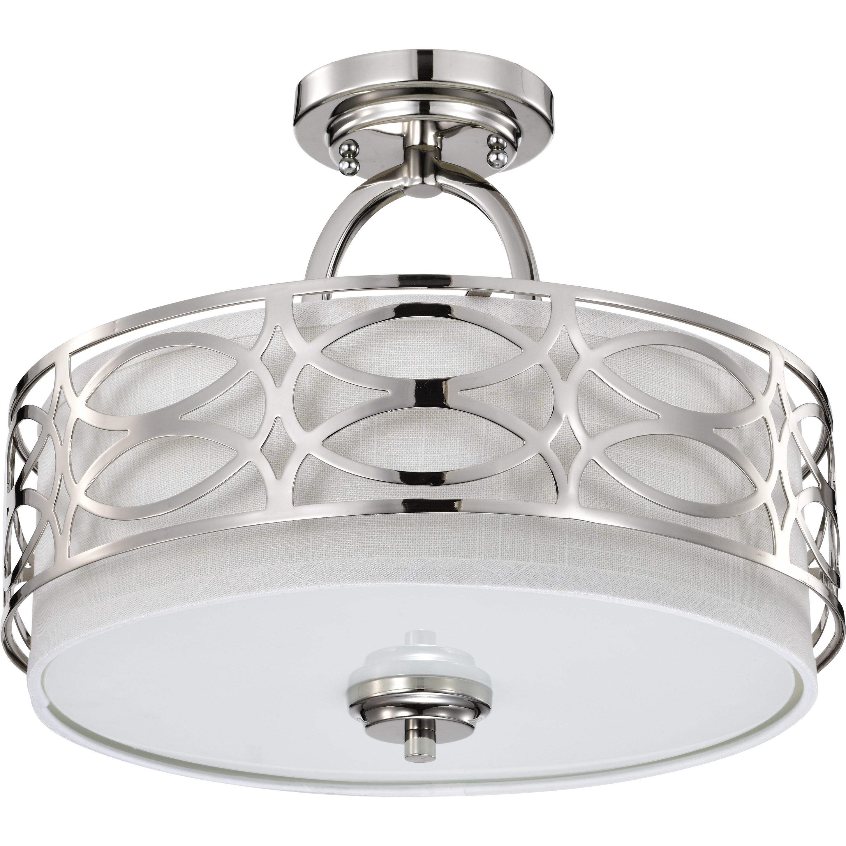 Harlow 3 Light 15 inch Polished Nickel Semi Flush Mount Ceiling Light