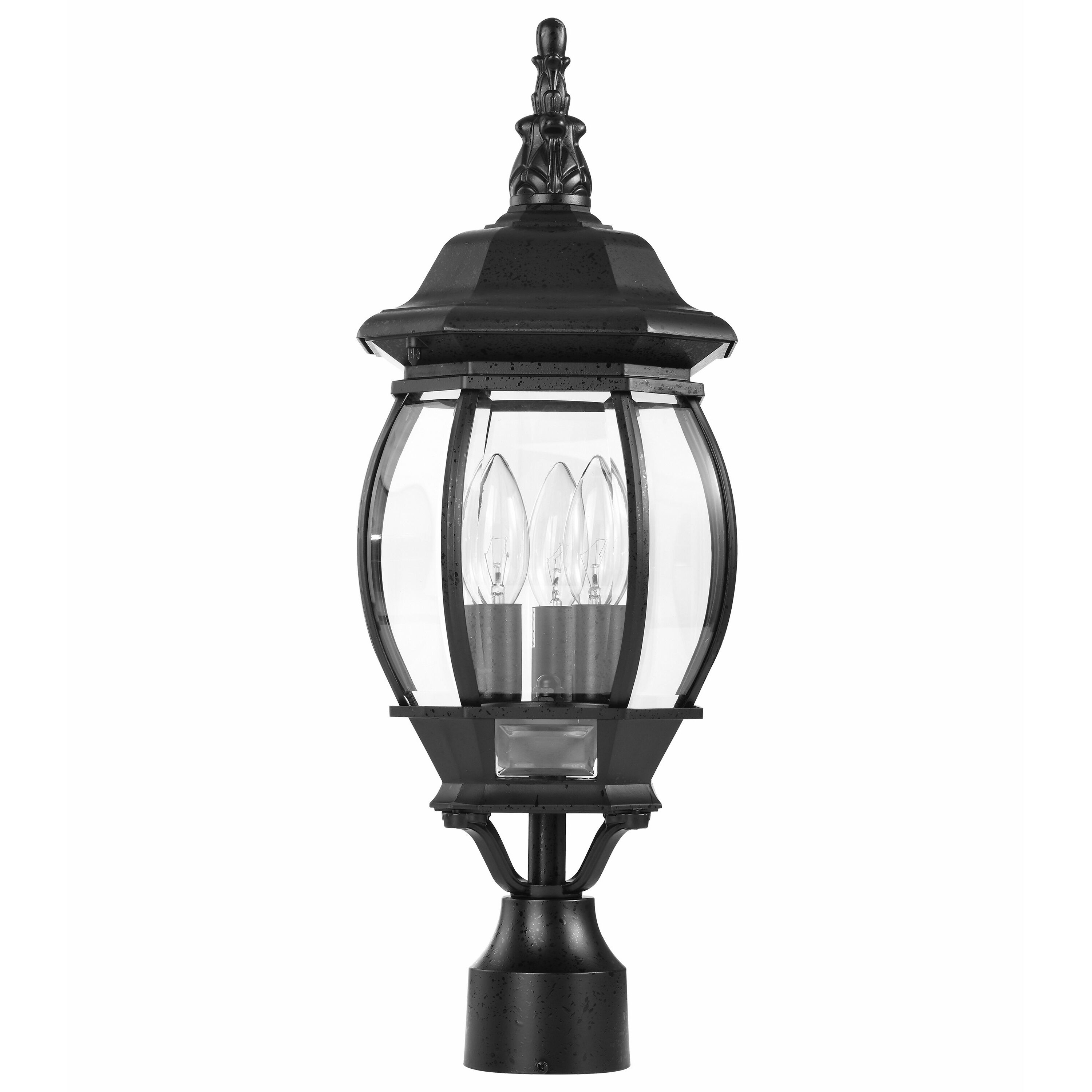 Central Park 3 Light 21 inch Textured Black Outdoor Post Lantern