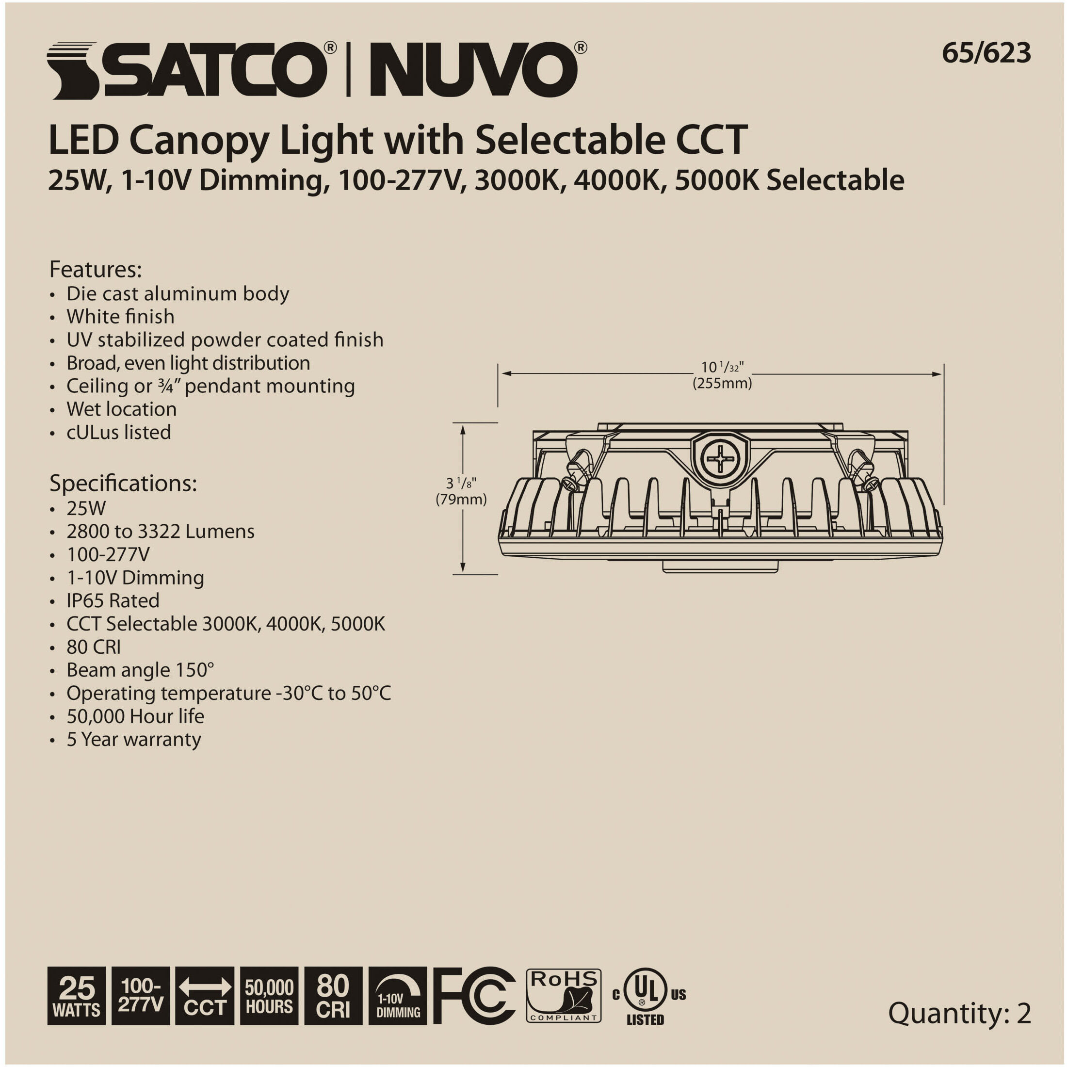 Brentwood LED 10 inch White Flush Mount Ceiling Light