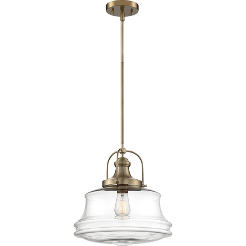 Light Basel Basel 1 Light 13.75 inch Burnished Brass and Clear Pendant Ceiling Light