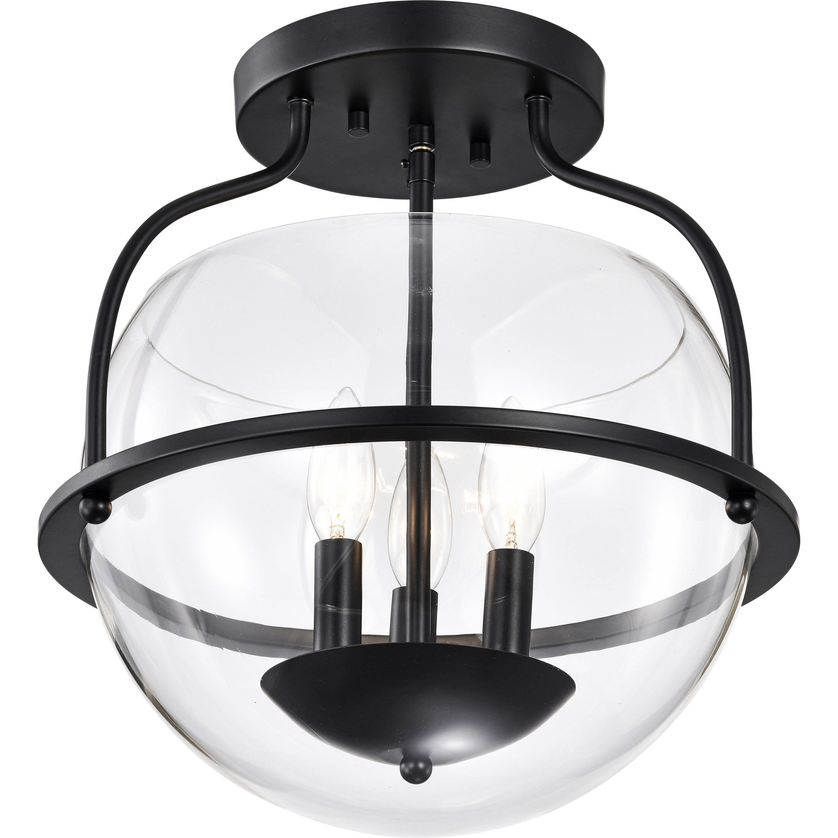 Amado 3 Light 14 inch Matte Black Semi Flush Mount Ceiling Light