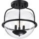 Amado 3 Light 14 inch Matte Black Semi Flush Mount Ceiling Light