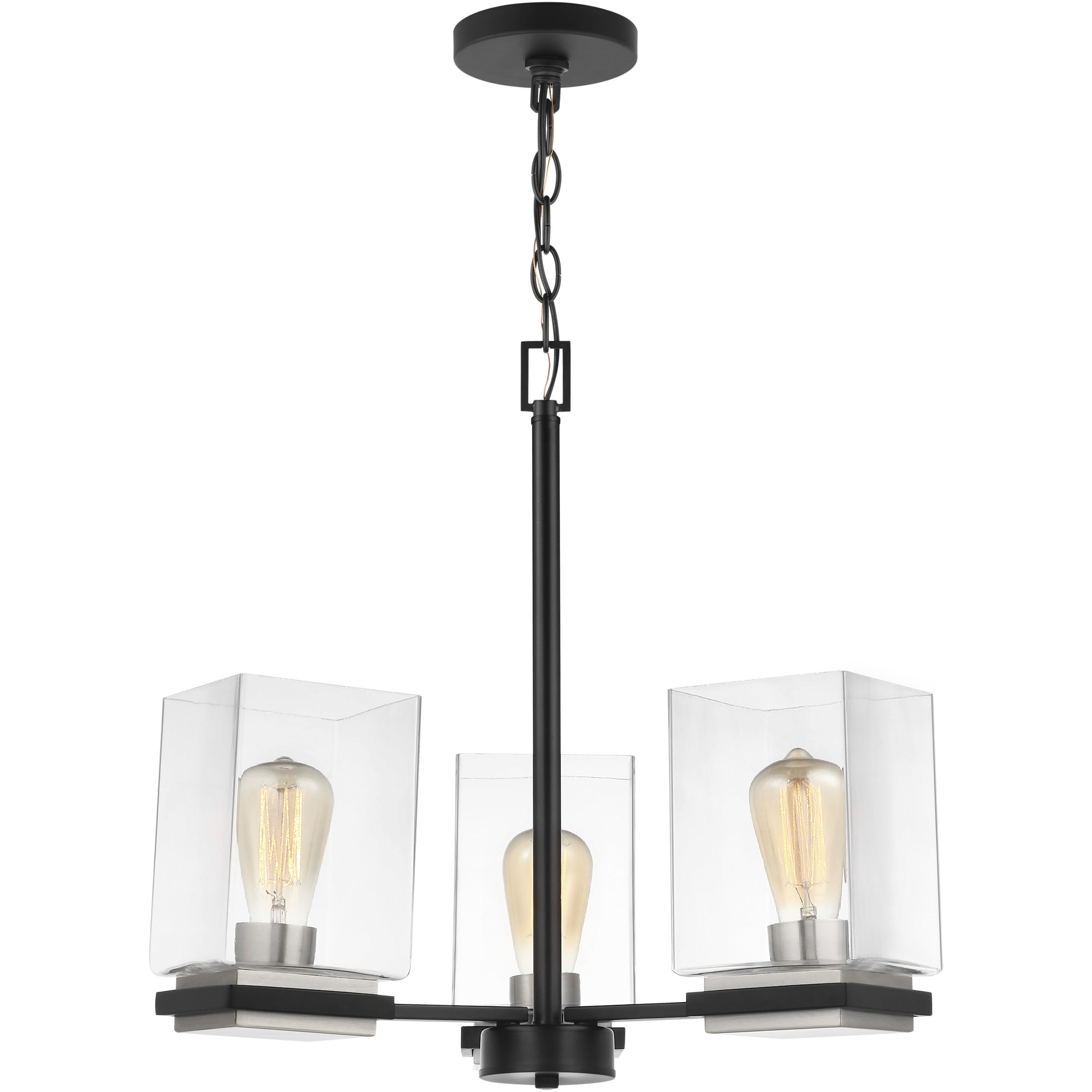 Crossroads 3 Light 21.13 inch Matte Black Chandelier Ceiling Light