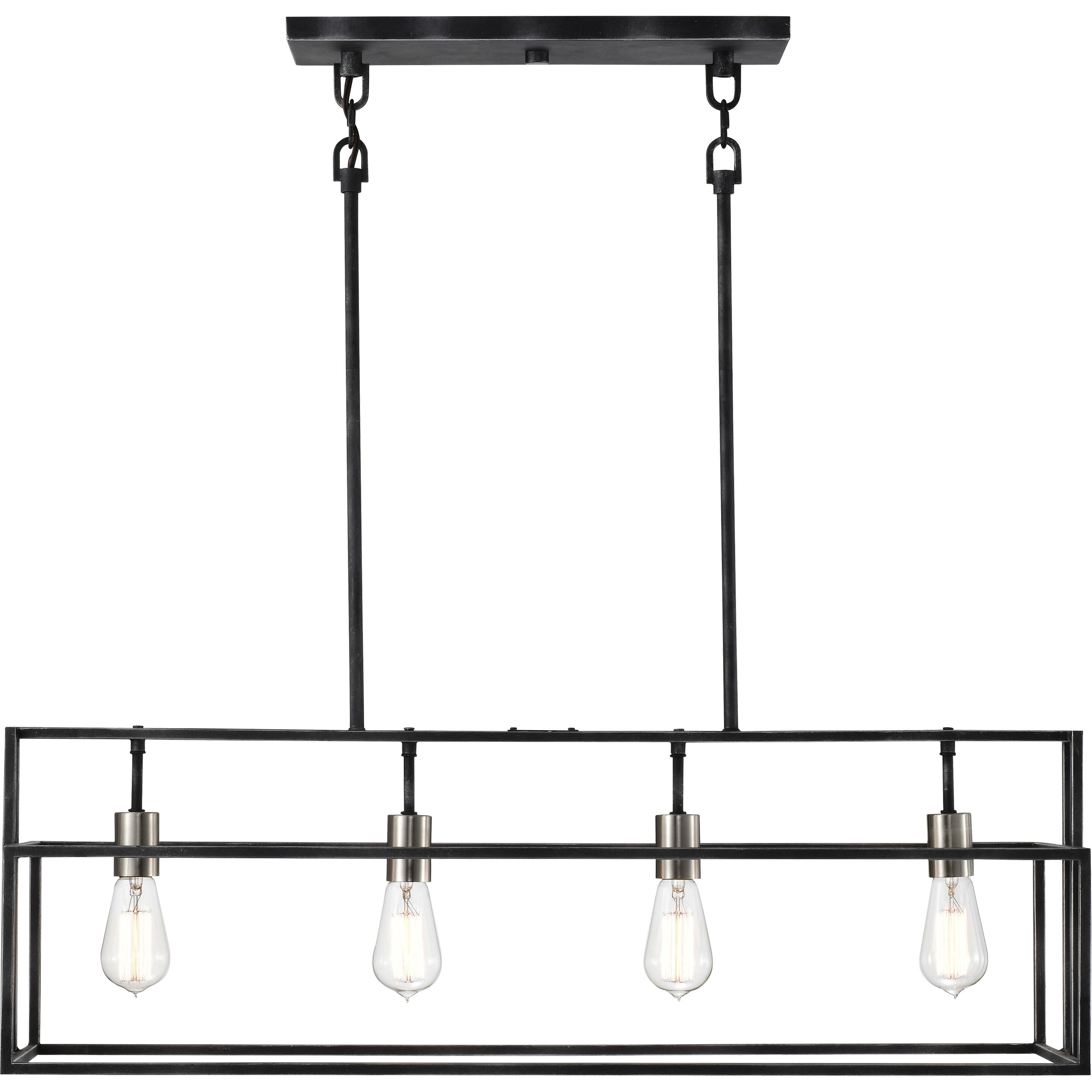 Lake 4 Light 36 inch Iron Black and Brushed Nickel Accents Island Pendant Ceiling Light