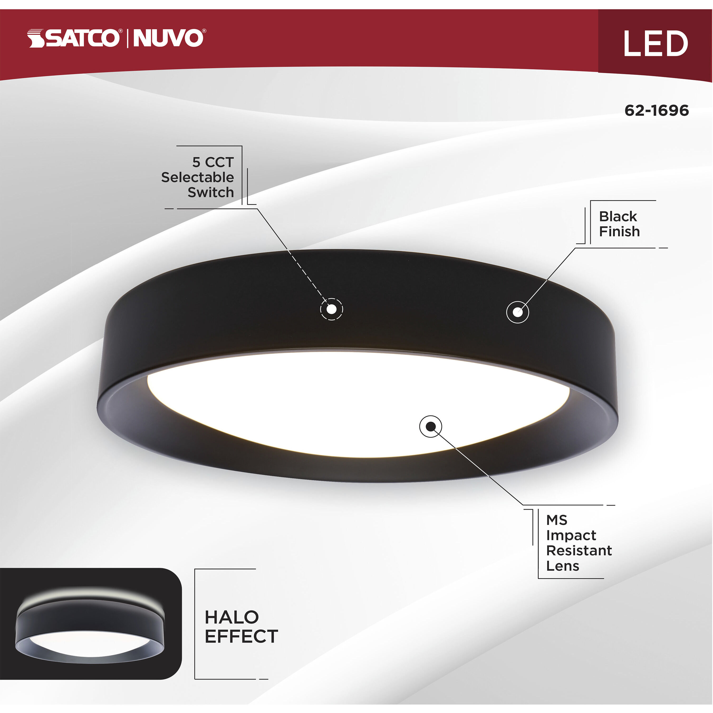 Selene LED 13.23 inch Black Flush Mount Ceiling Light