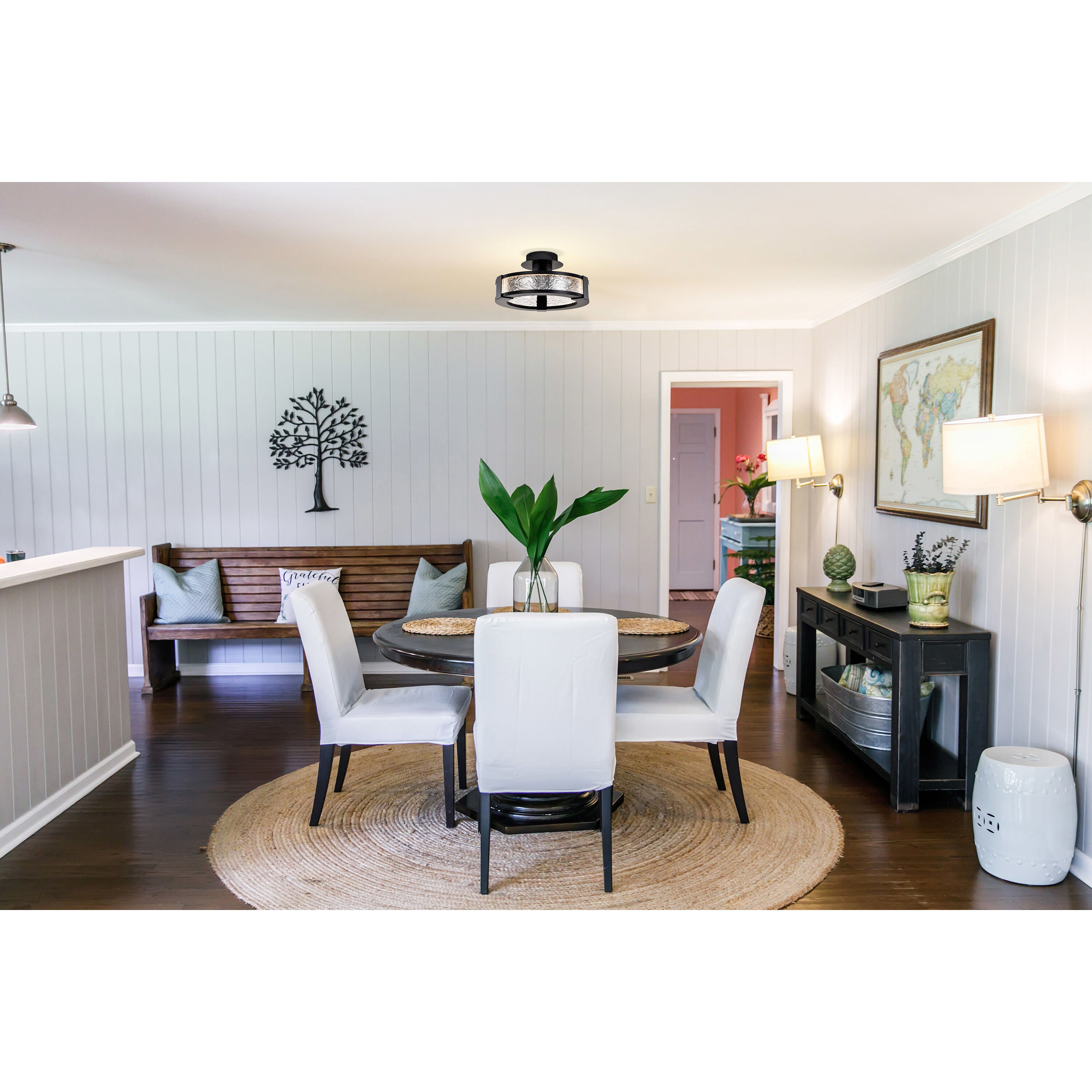 Darrow LED 13.75 inch Matte Black Semi Flush Mount Ceiling Light