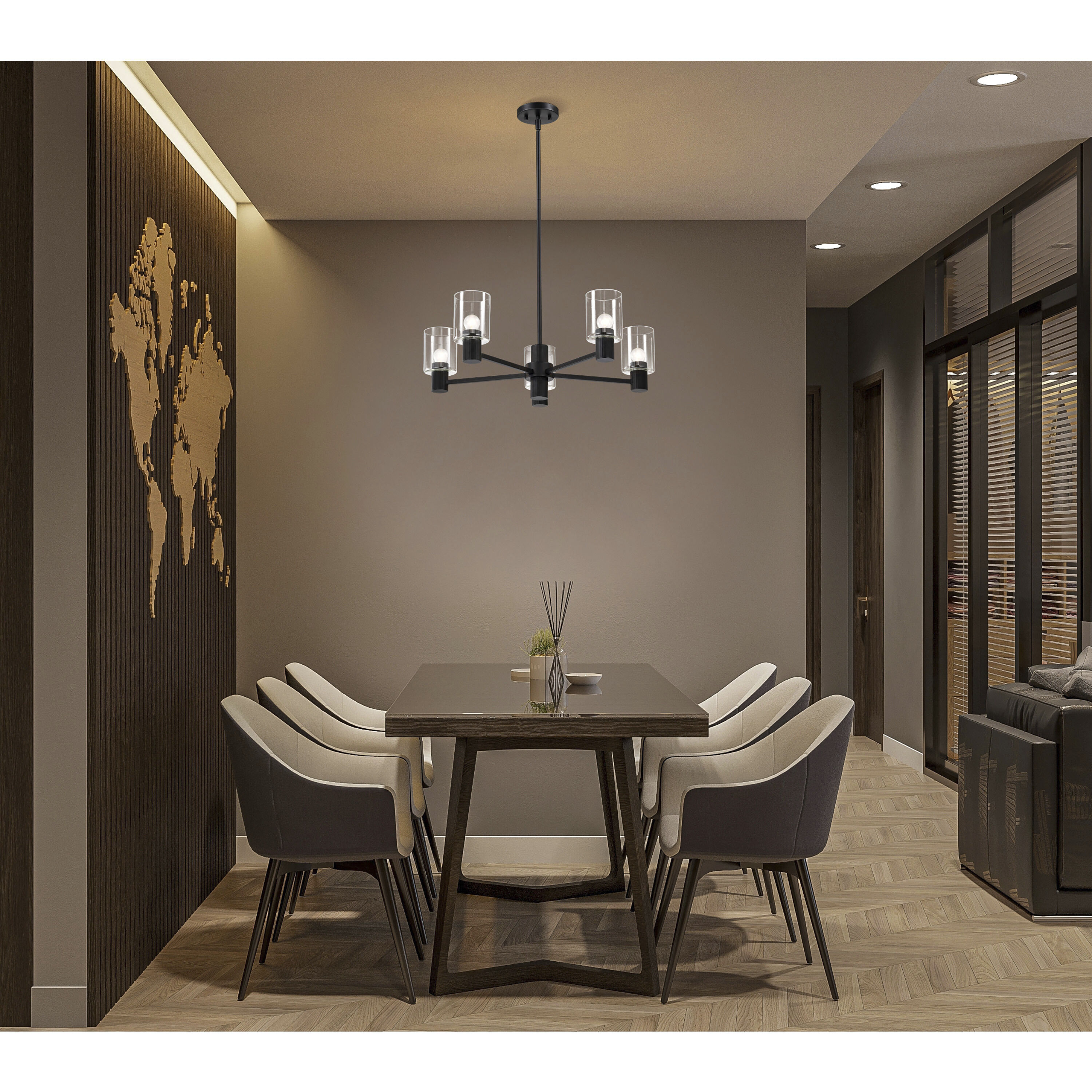 Clarksville 5 Light 28 inch Matte Black Chandelier Ceiling Light