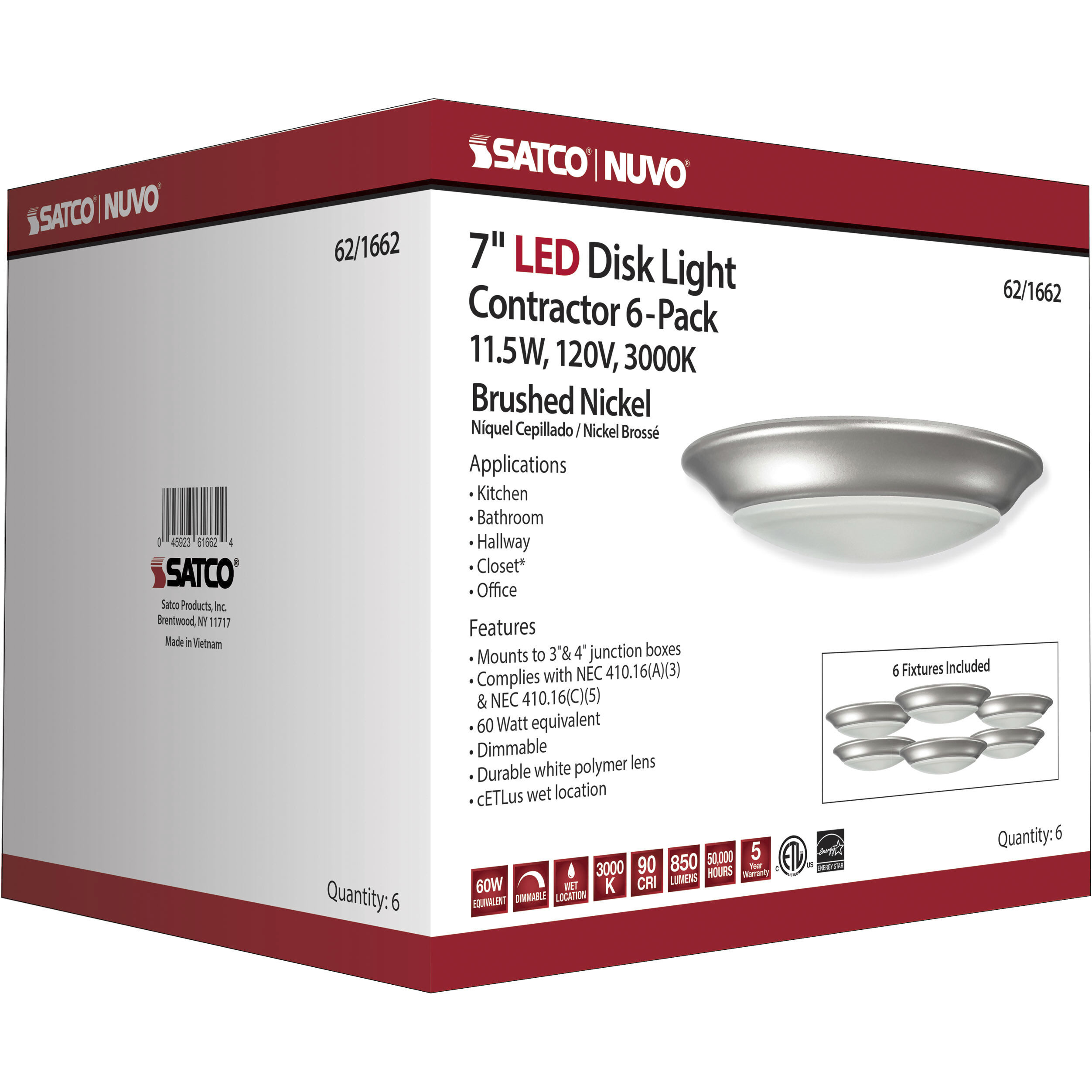 Satco 7 led disk light sale
