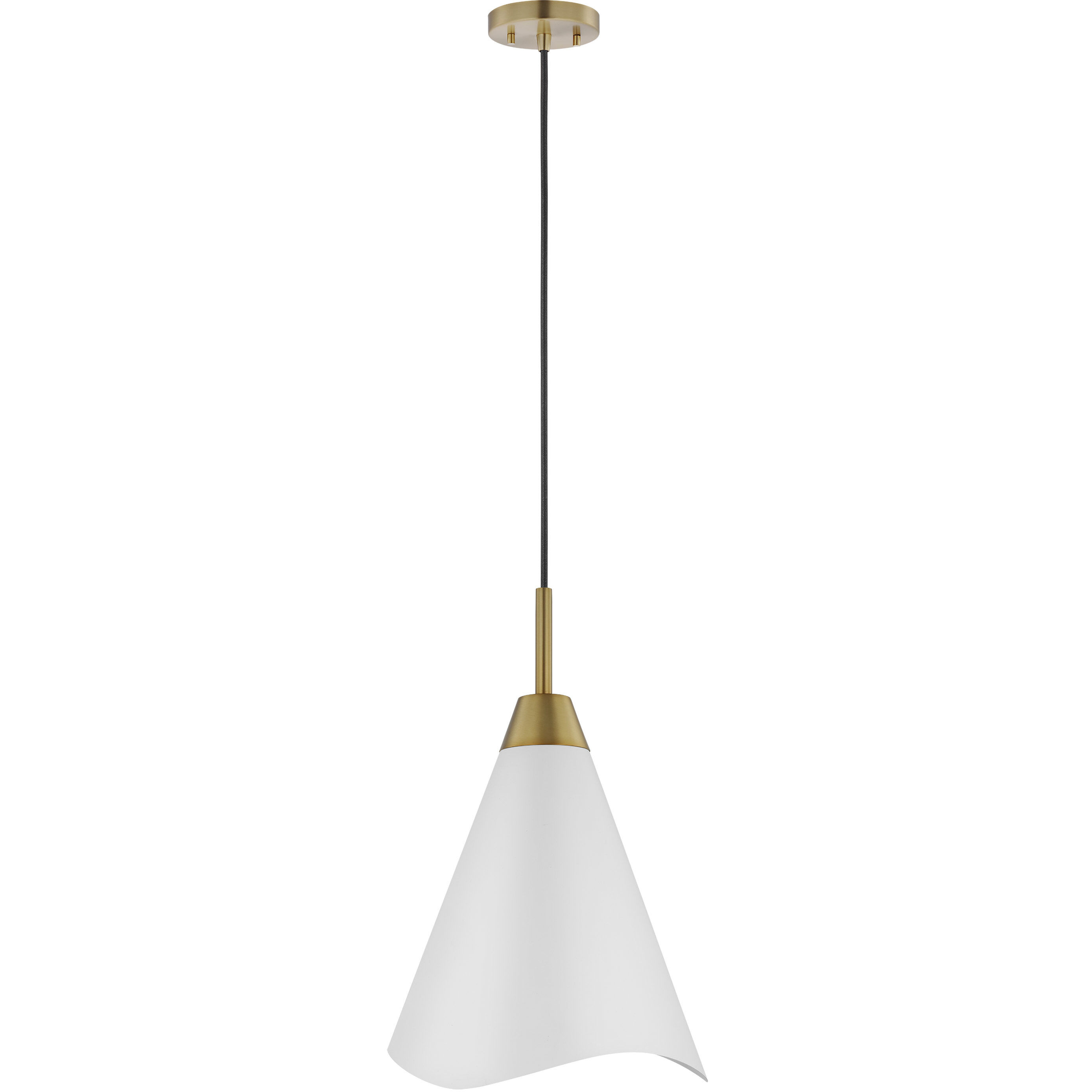Tango 1 Light 12 inch Matte White/Burnished Brass Pendant Ceiling Light
