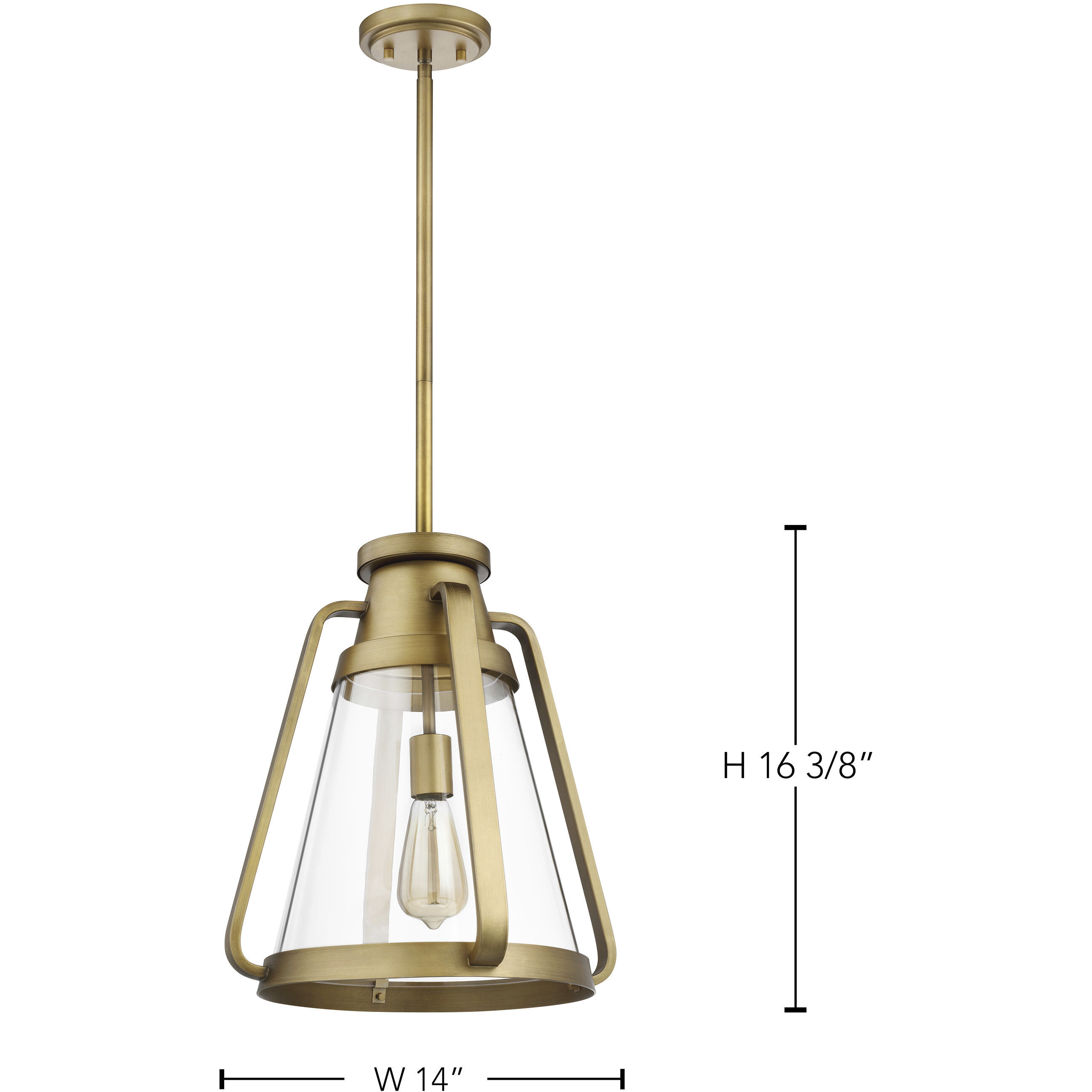 Everett 1 Light 14 inch Natural Brass Pendant Ceiling Light
