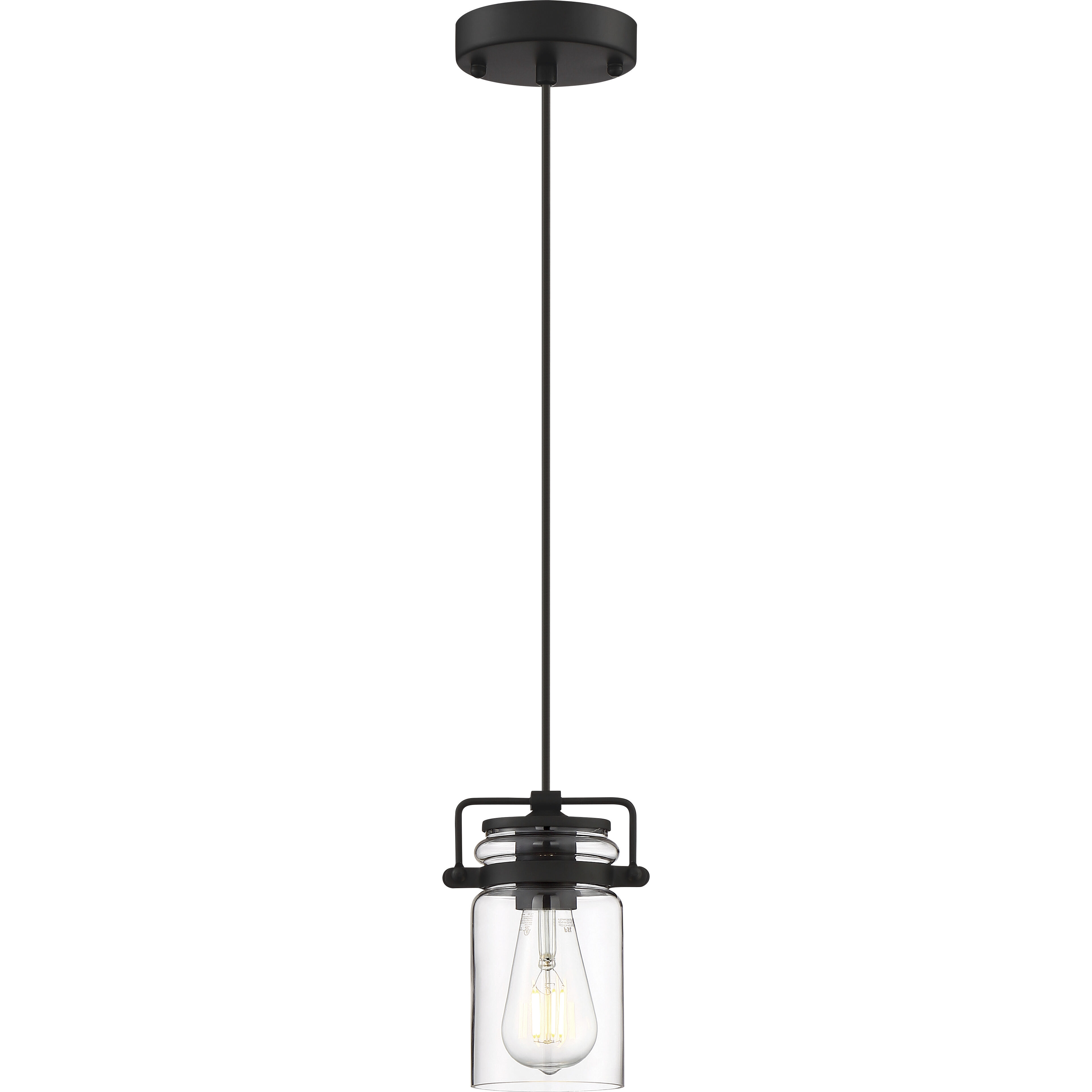 Antebellum 1 Light 5 inch Matte Black and Clear Mini Pendant Ceiling Light