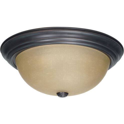 Brentwood 3 Light 15 inch Mahogany Bronze and Champagne Flush Mount Ceiling Light