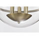 Amado 3 Light 14 inch Vintage Brass Semi Flush Mount Ceiling Light