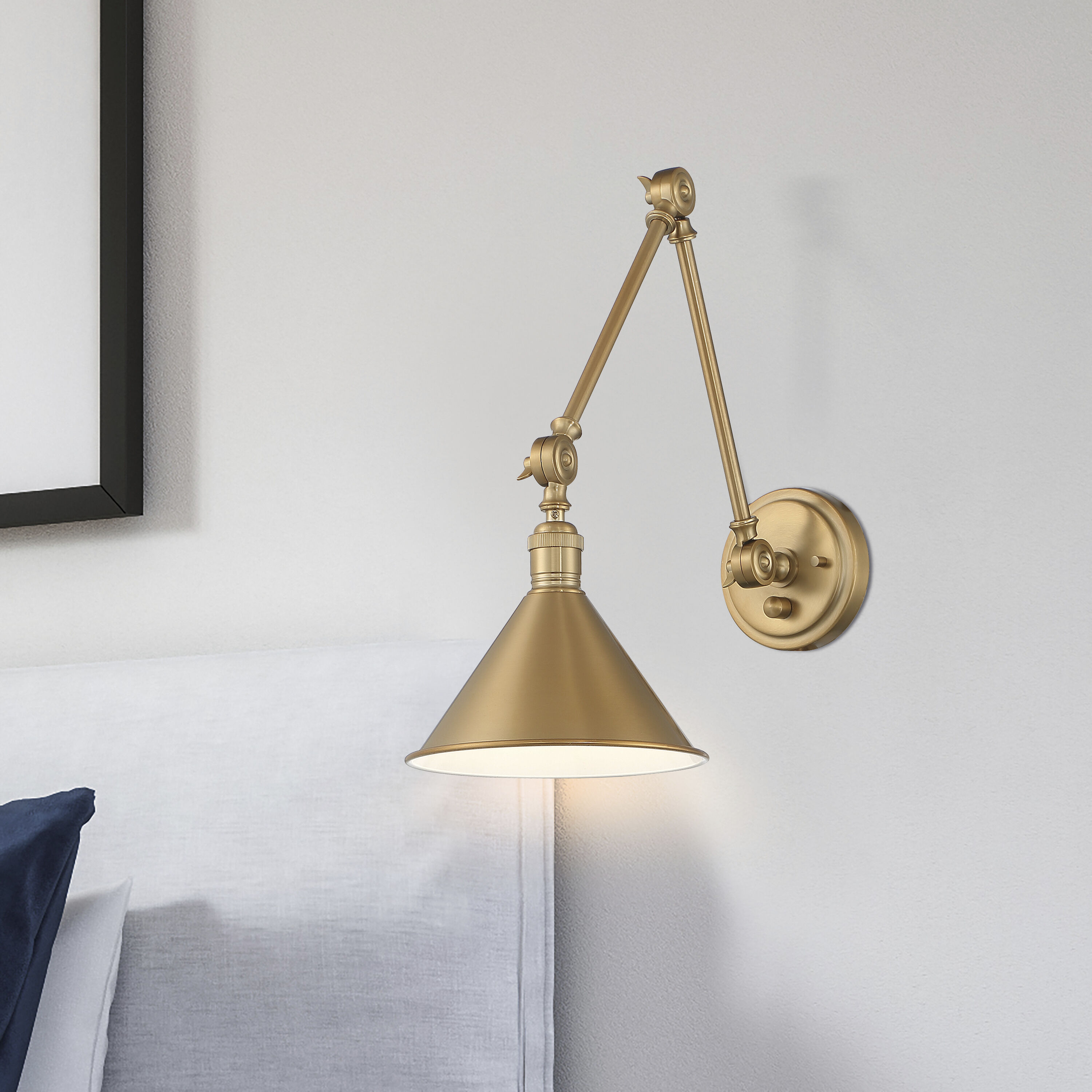 Nuvo 60 7361 Delancey 27 inch 60.00 Watt Burnished Brass Swing Arm Wall Wall Light