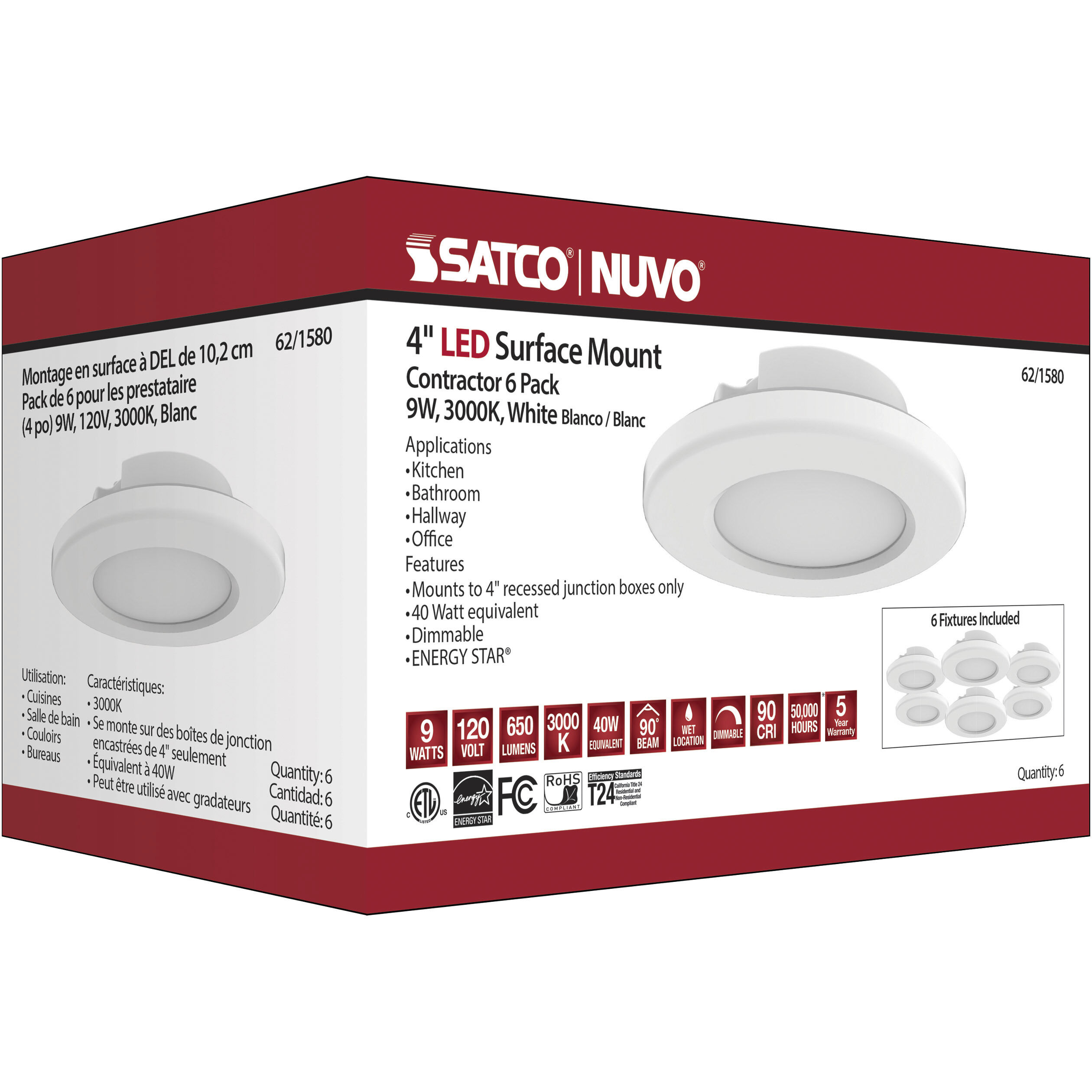 ColorQuick LED 5 inch White Close-to-Ceiling Ceiling Light, Edge Lit