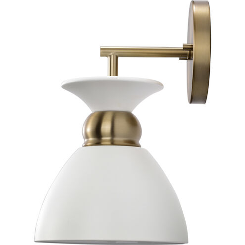 Perkins 1 Light 7 inch Matte White/Burnished Brass Bathroom Vanity Lights Wall Light