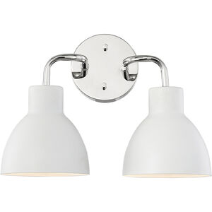 Sloan 13.75 inch Polished Nickel and White Bathroom Vanity Light Wall Light