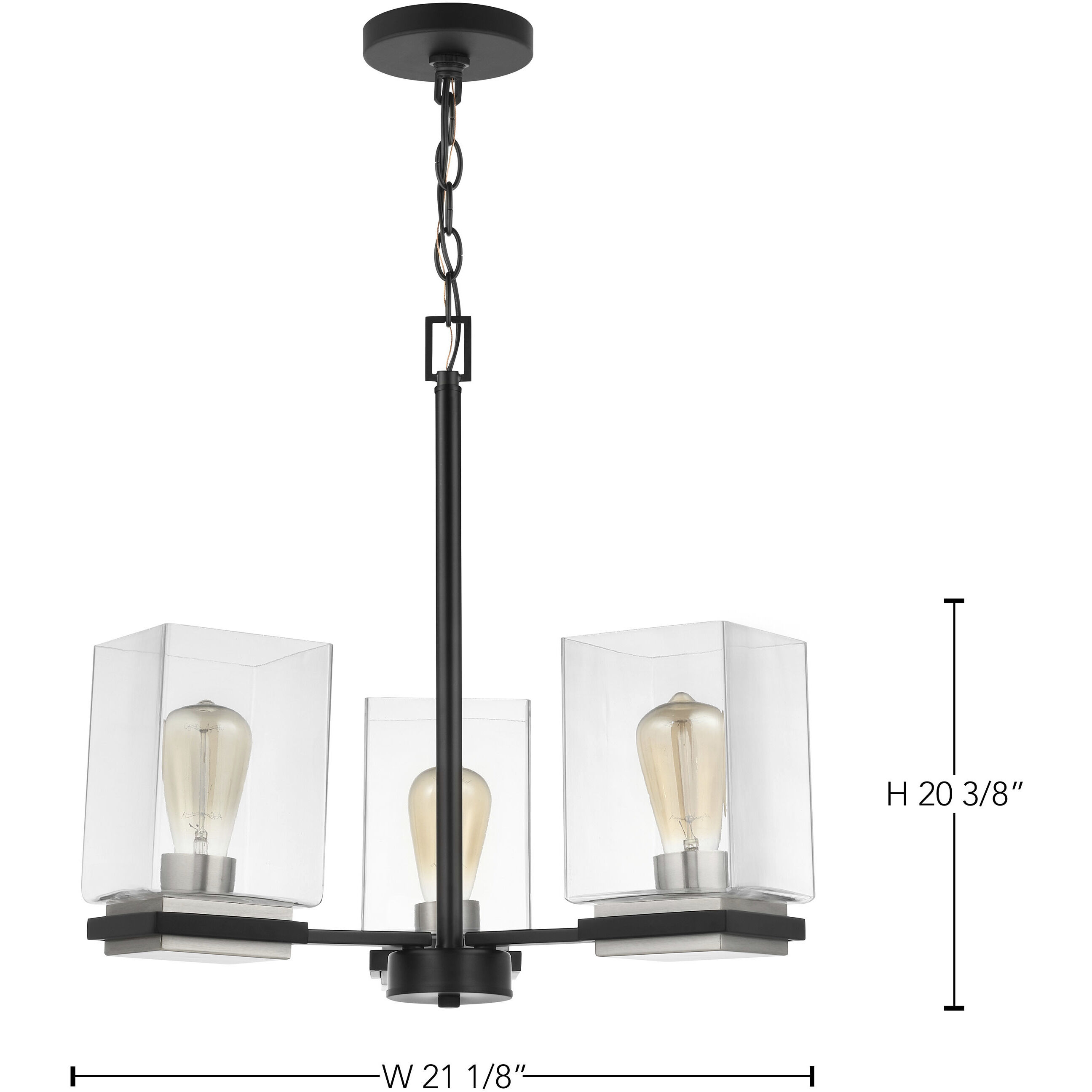 Crossroads 3 Light 21.13 inch Matte Black Chandelier Ceiling Light