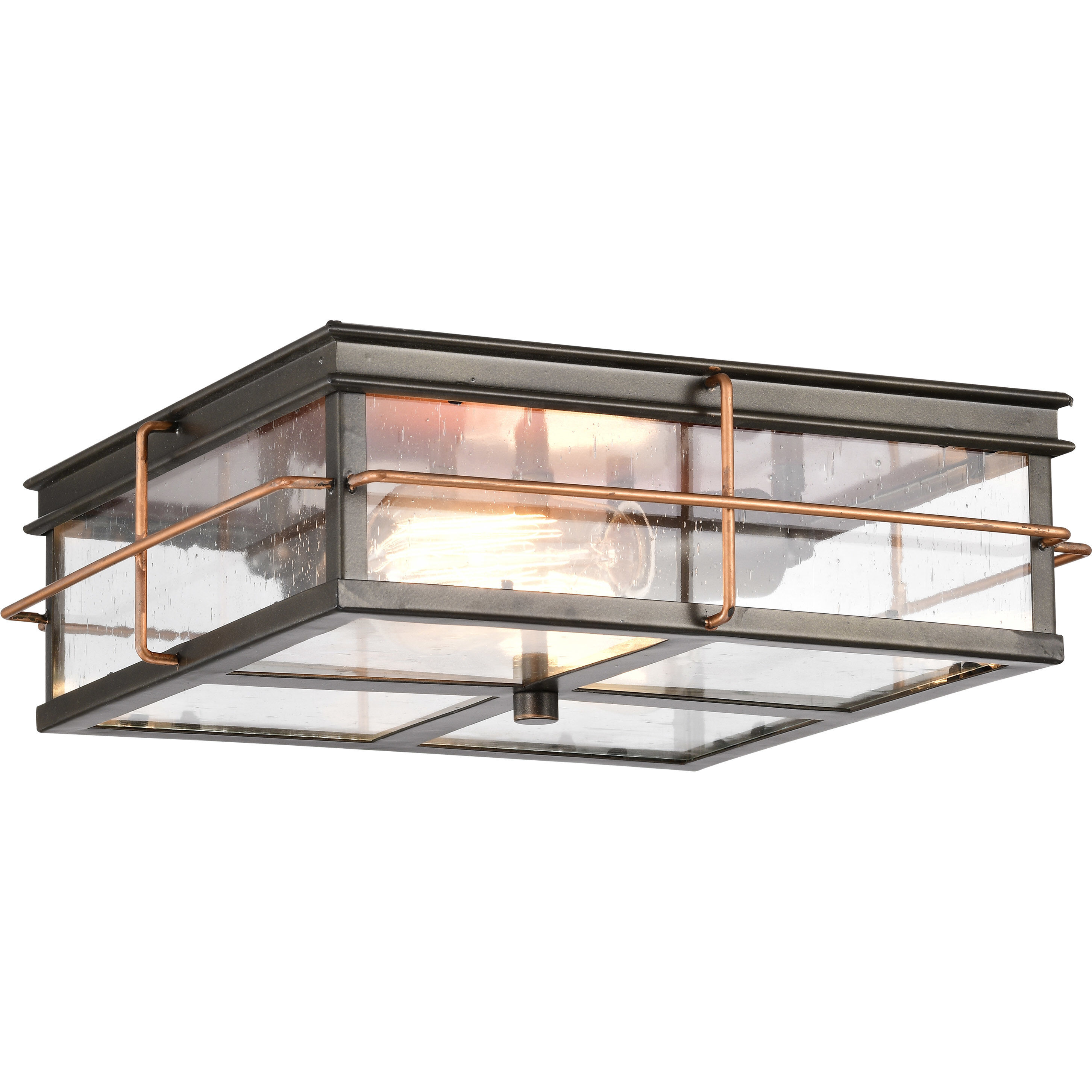 Howell 2 Light 12 inch Bronze and Copper Accents Outdoor Flush Mount