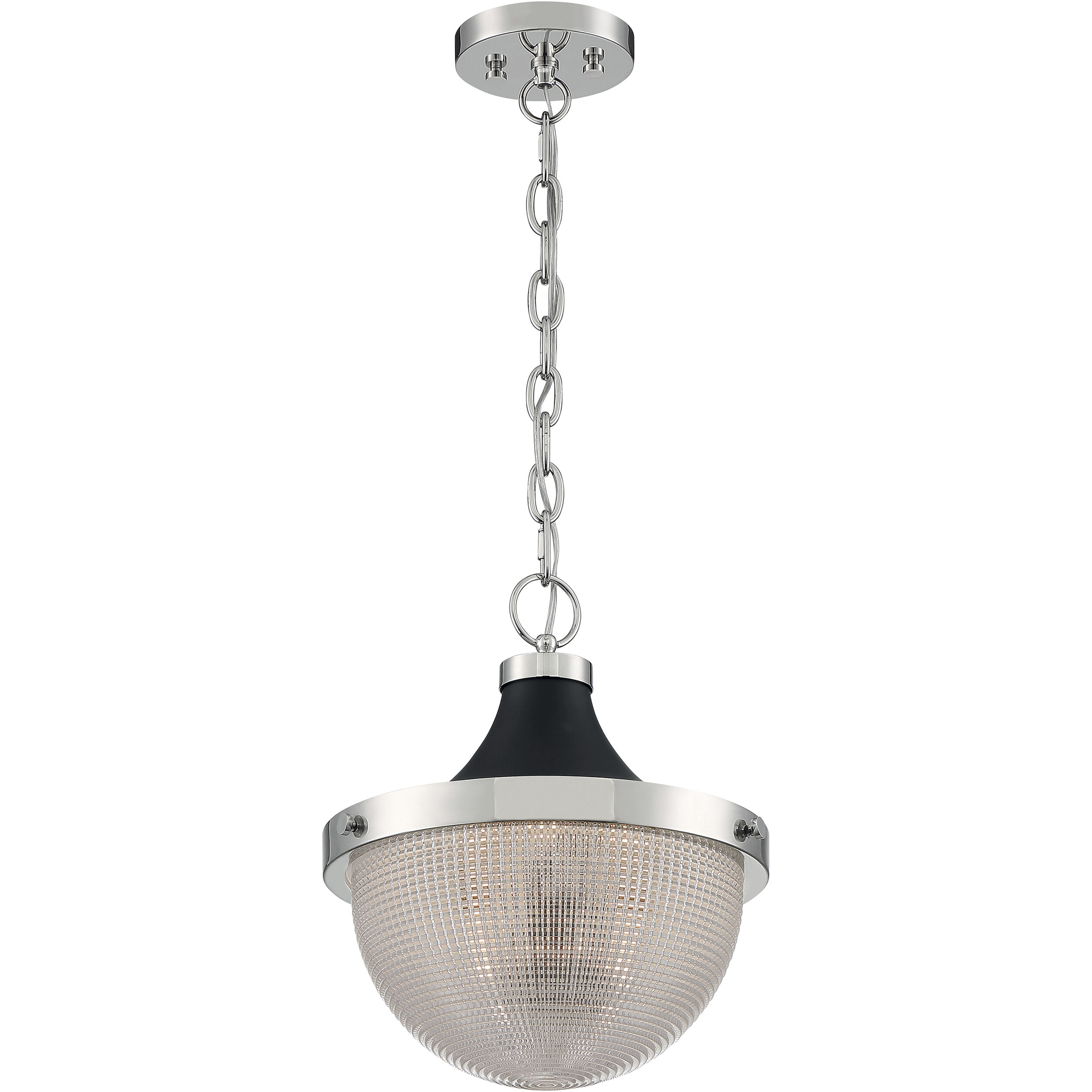Faro 1 Light 13 inch Polished Nickel and Black Accents Pendant Ceiling Light