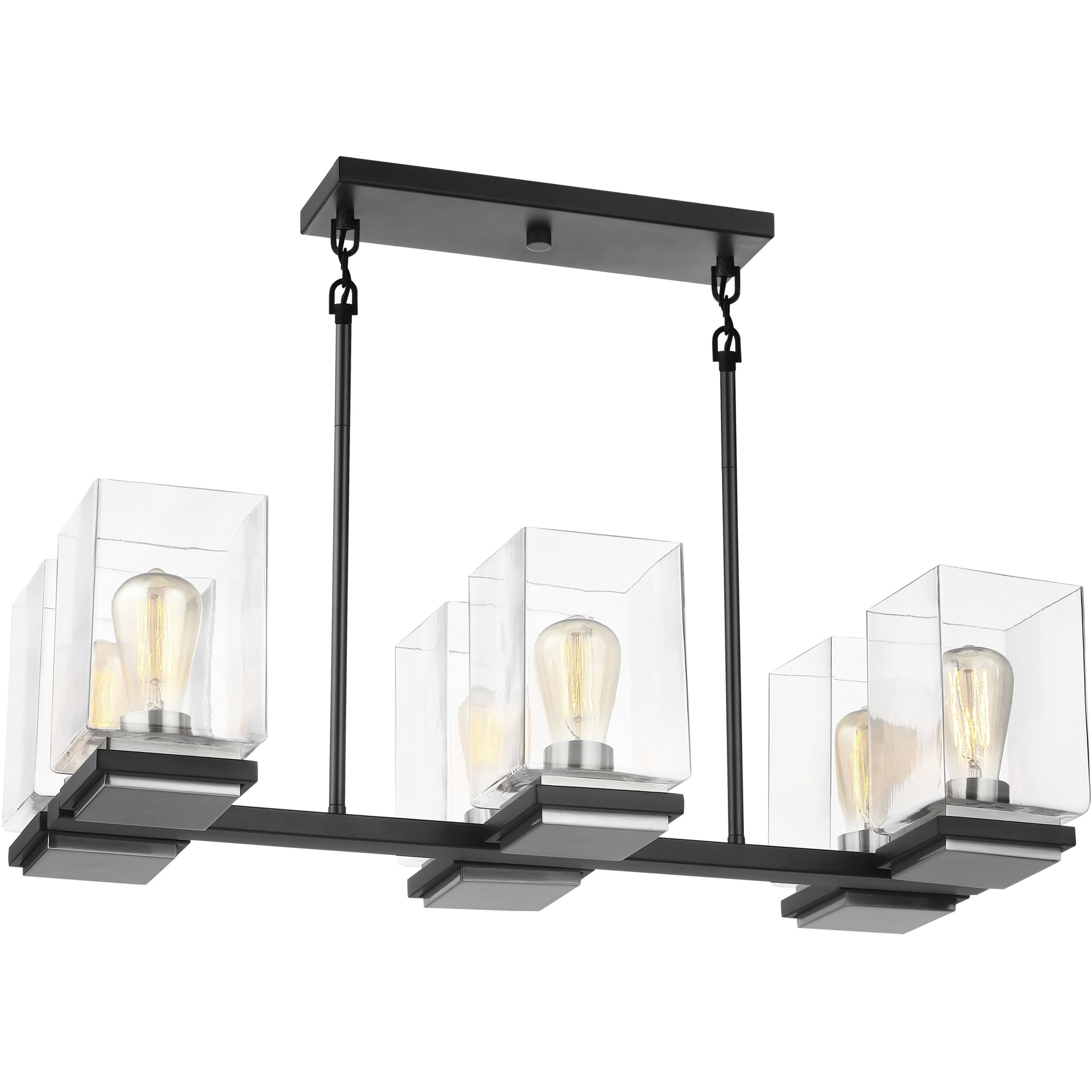 Crossroads 6 Light 30.75 inch Matte Black Island Pendant Ceiling Light