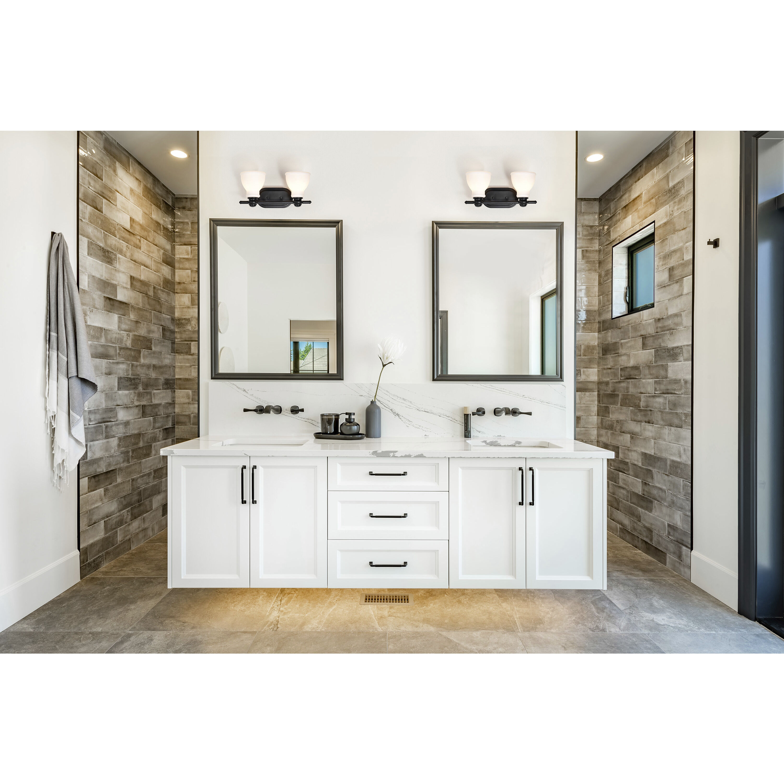 Russel 2 Light 14.75 inch Matte Black Vanity Light Wall Light