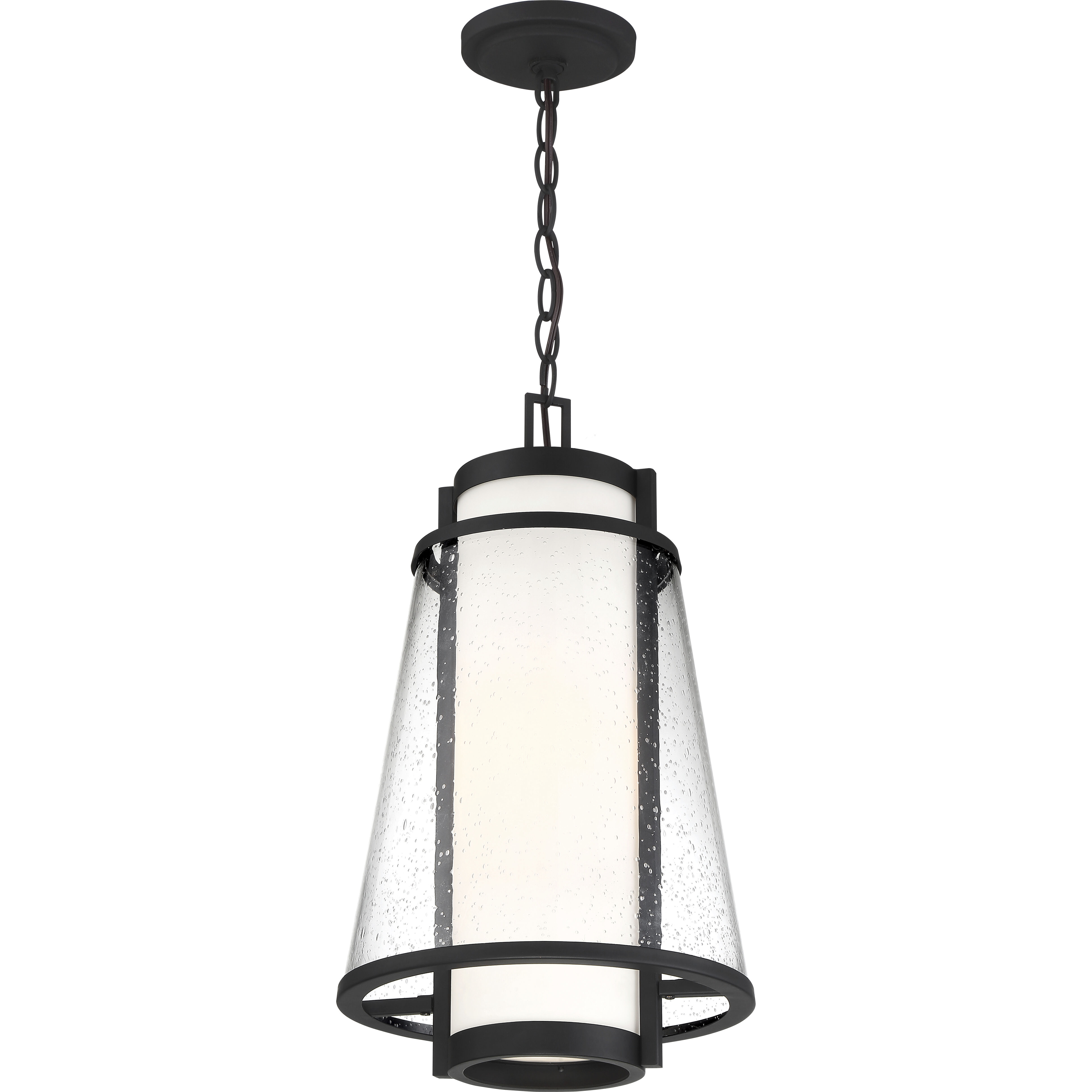 Anau 1 Light 10.5 inch Matte Black and Glass Outdoor Hanging Lantern