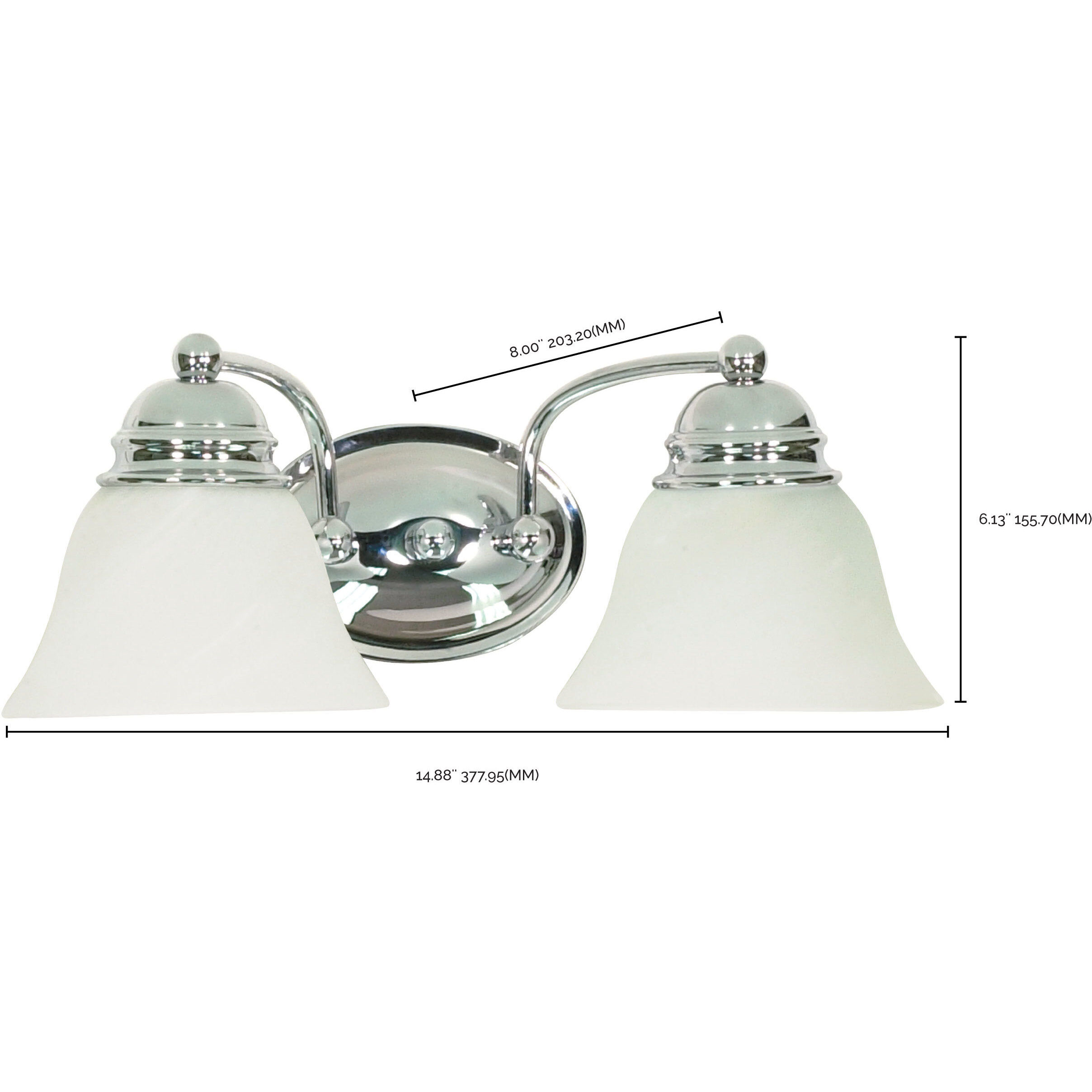 Empire 2 Light 15 inch Polished Chrome Vanity Light Wall Light