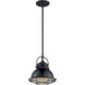 Upton 1 Light 9.75 inch Gloss Black and Silver Pendant Ceiling Light