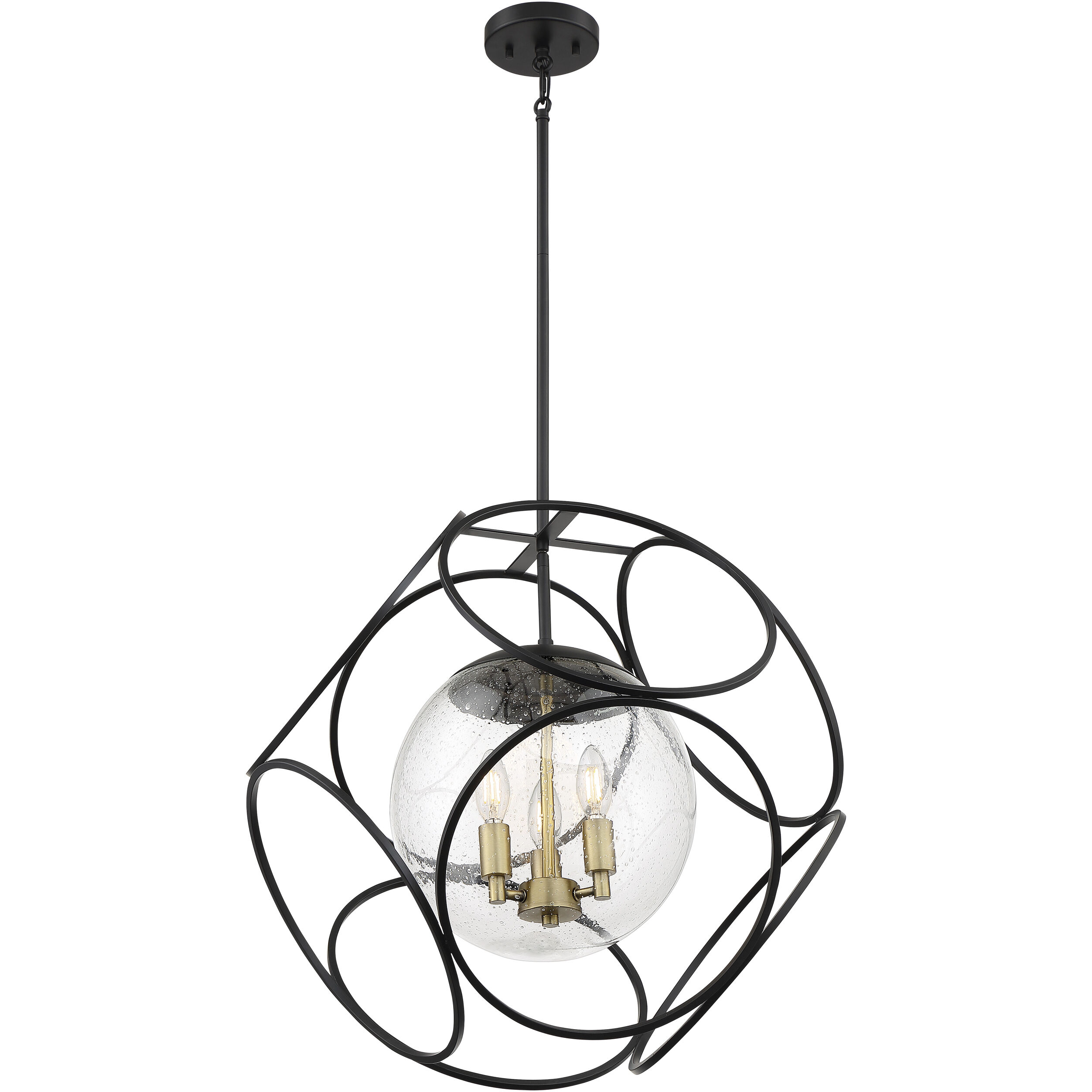 Aurora 3 Light 22 inch Black and Vintage Brass Pendant Ceiling Light