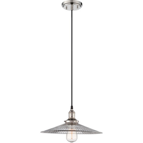 Vintage 1 Light 14 inch Polished Nickel Pendant Ceiling Light