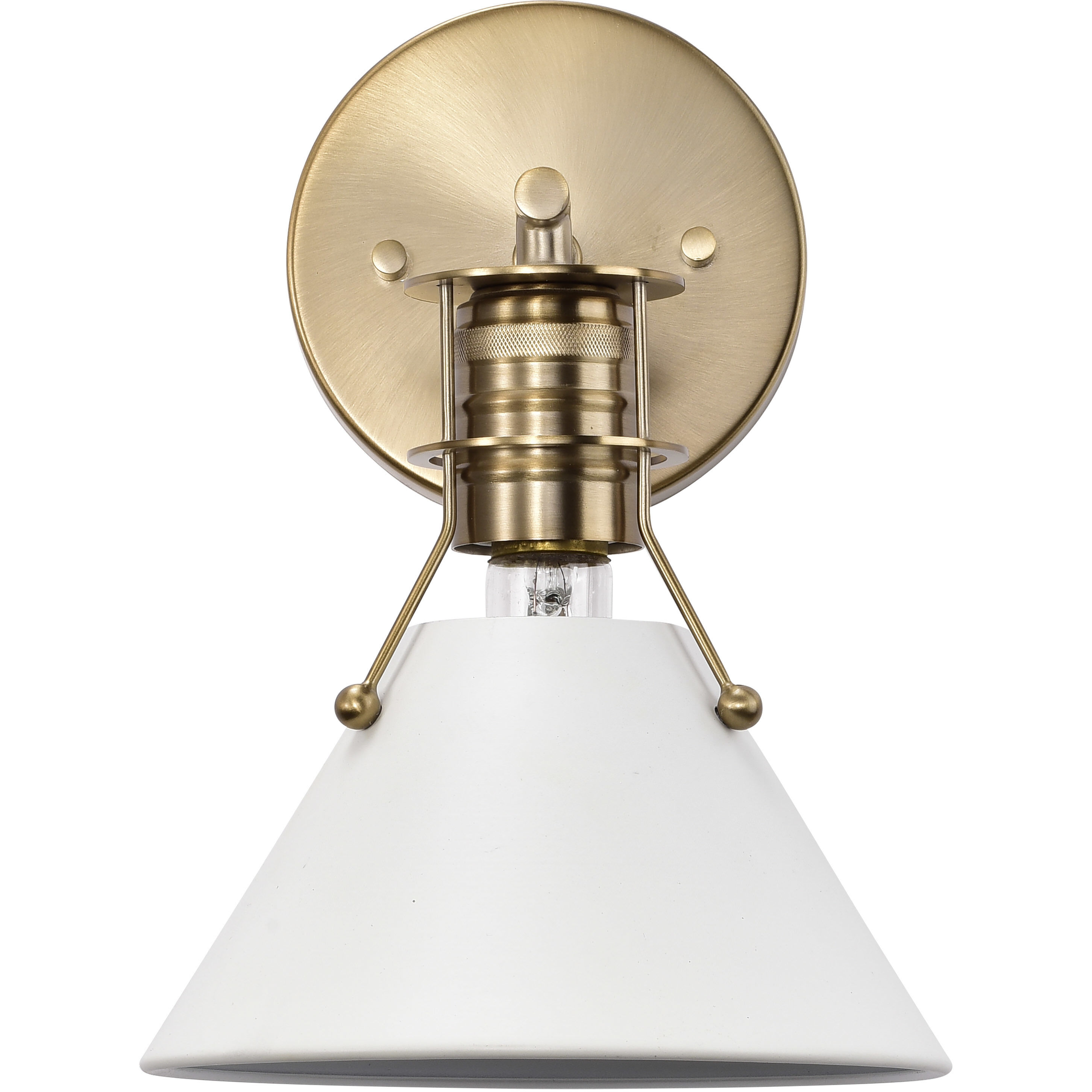 Outpost 1 Light 7 inch Matte White/Burnished Brass Bathroom Vanity Lights Wall Light