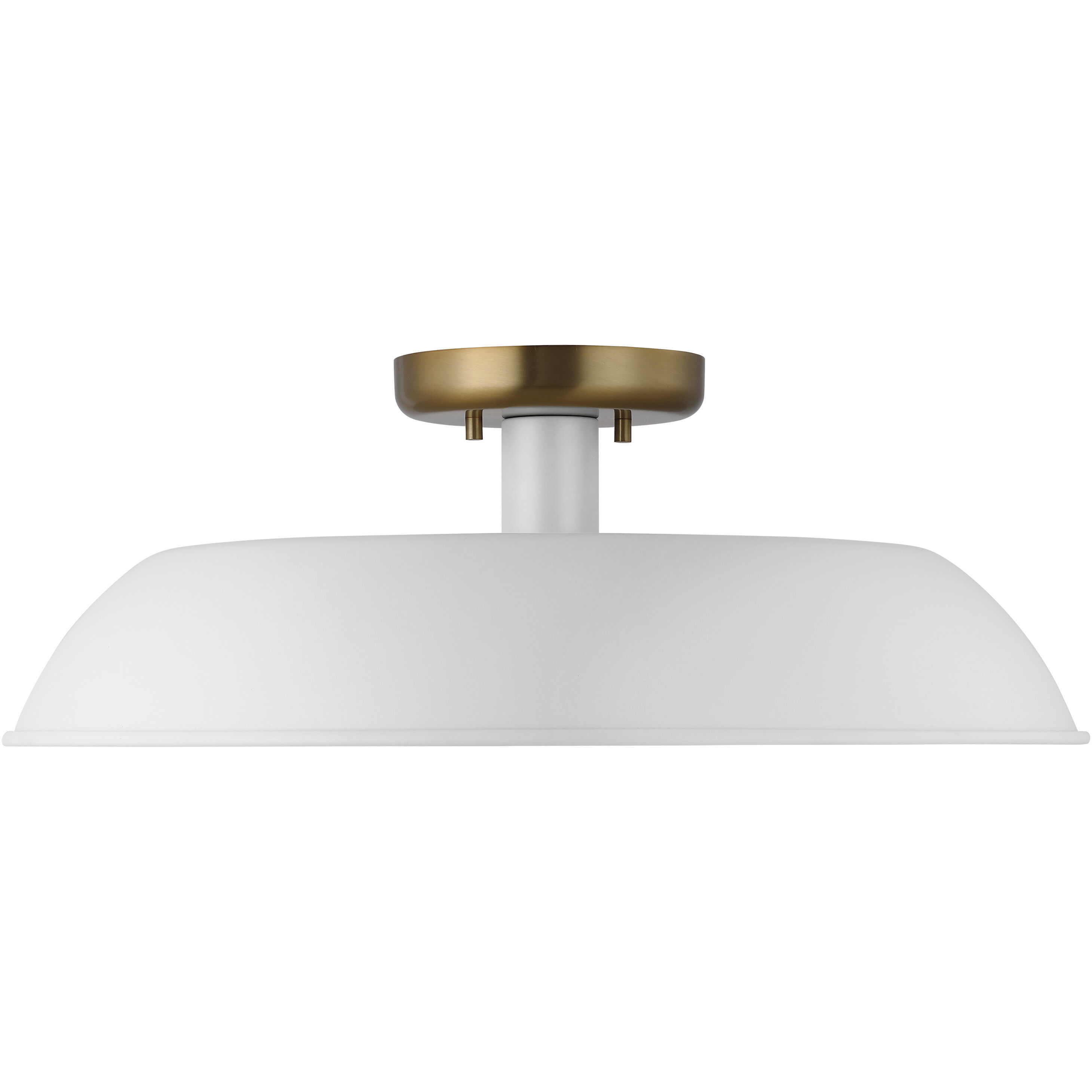 Colony 1 Light 20 inch Matte White/Burnished Brass Semi Flush Ceiling Light