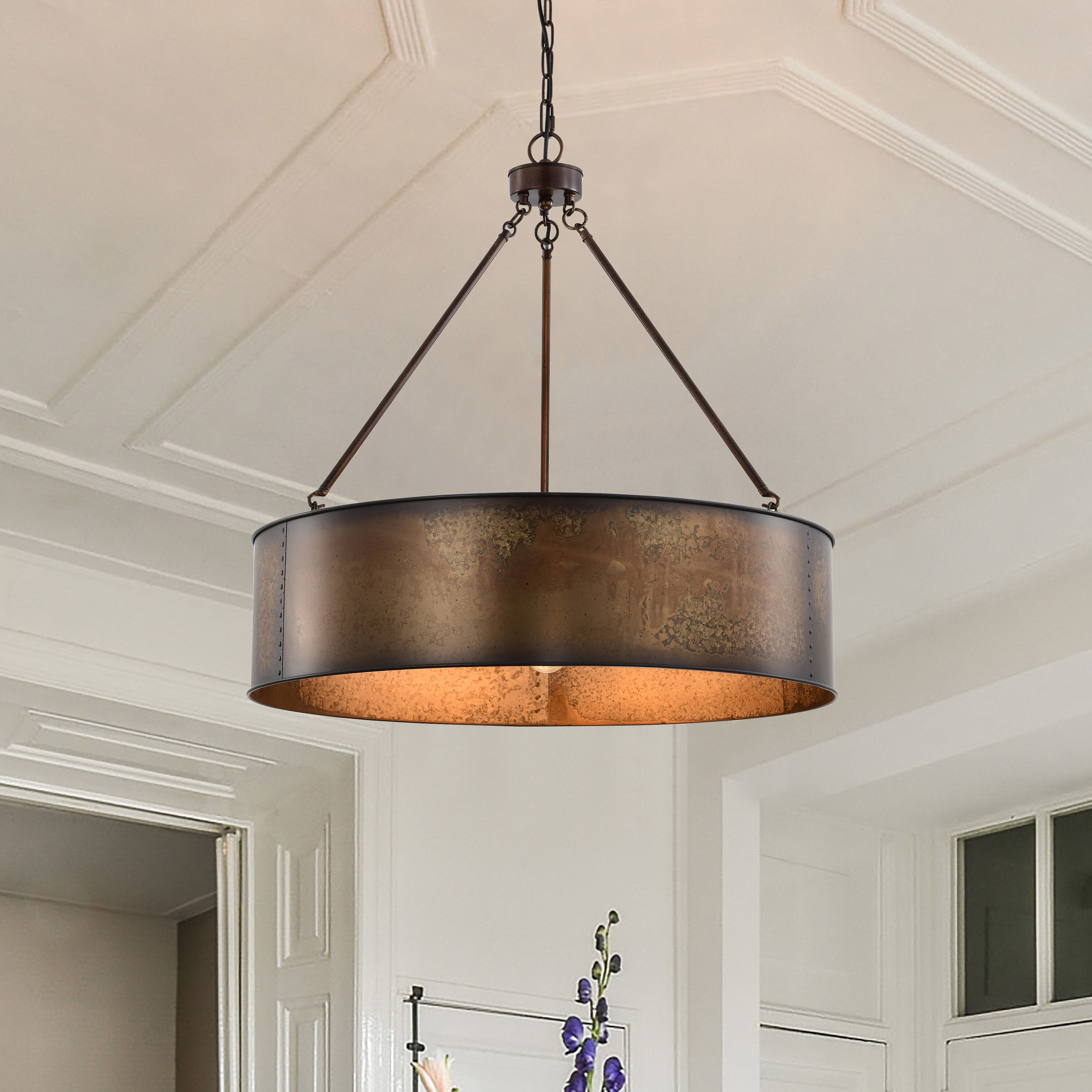 Kettle 5 Light 30 inch Weathered Brass Pendant Ceiling Light