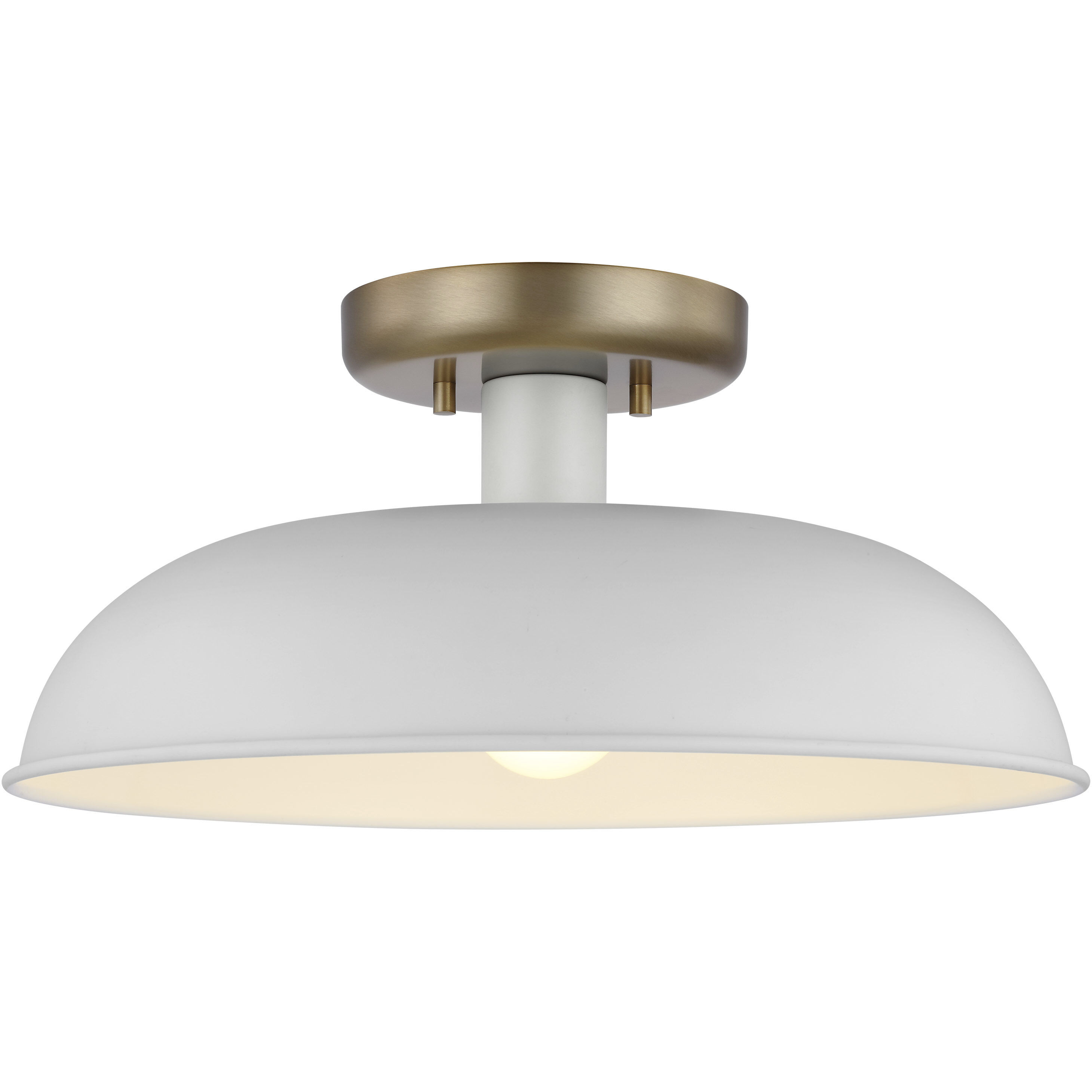 Colony 1 Light 15 inch Matte White/Burnished Brass Semi Flush Ceiling Light