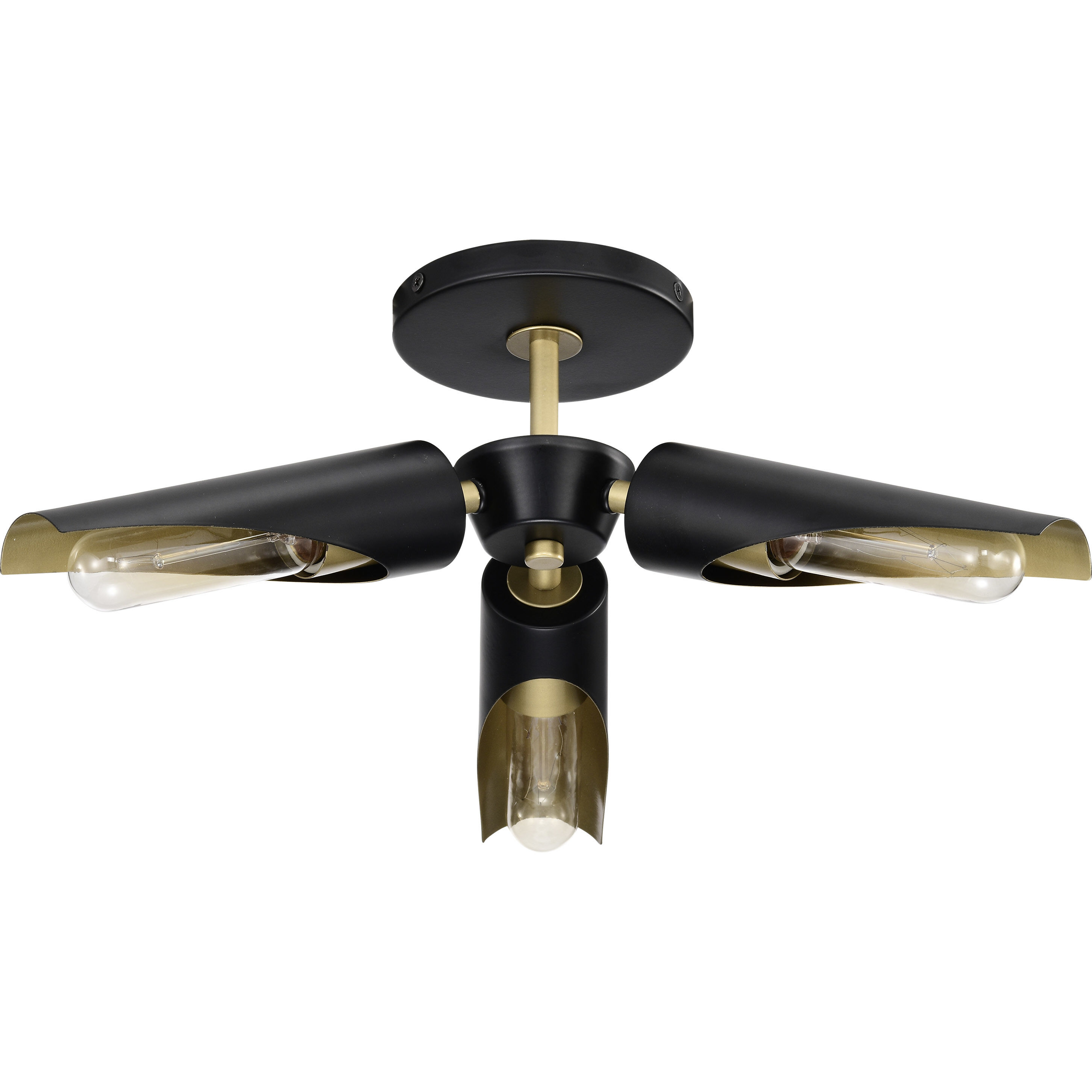 Marc 3 Light 16 inch Matte Black Semi Flush Mount Ceiling Light