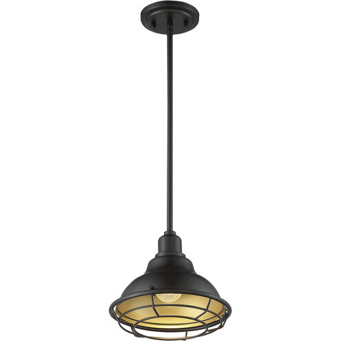 Newbridge 1 Light 10 inch Dark Bronze and Gold Pendant Ceiling Light