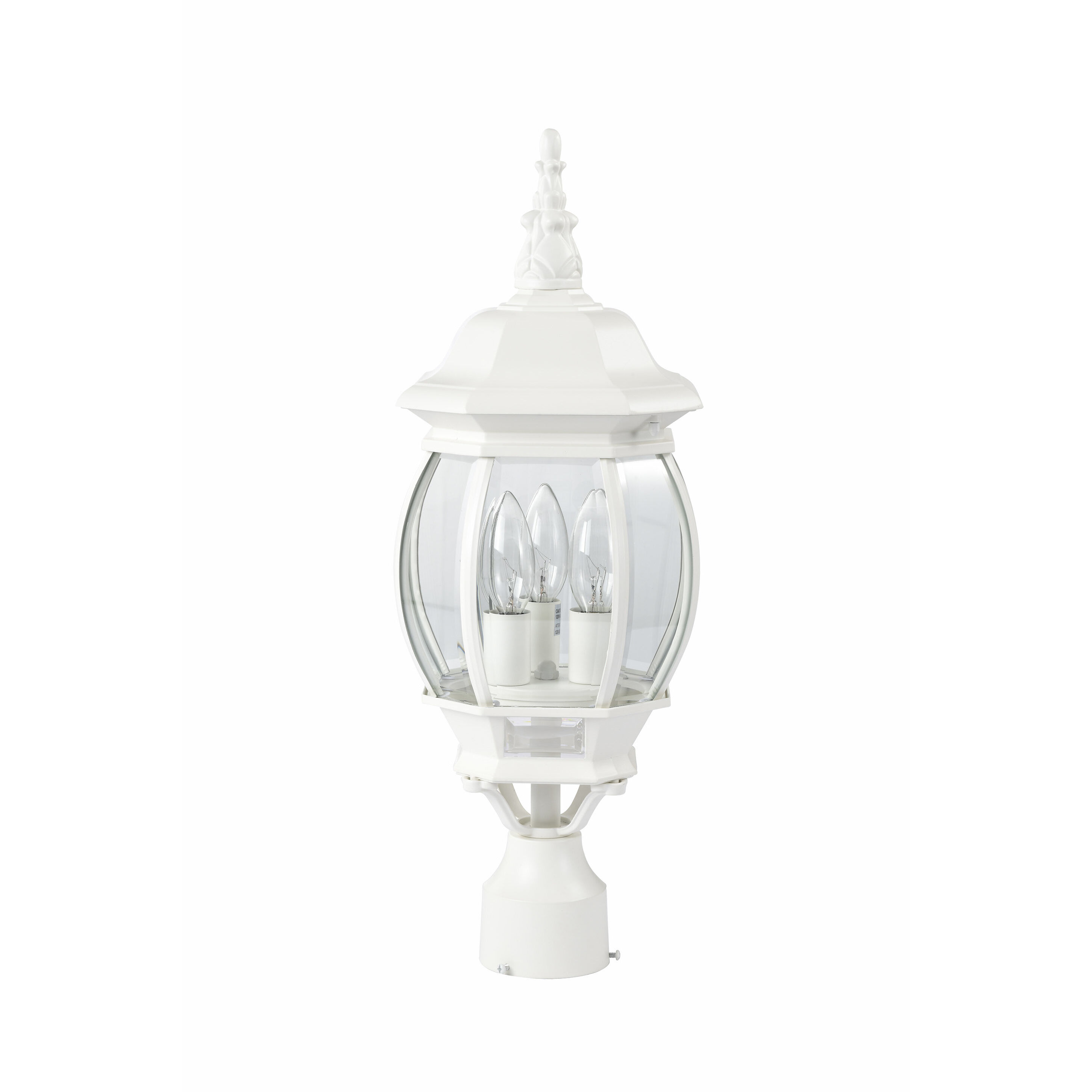Central Park 3 Light 21 inch White Outdoor Post Lantern