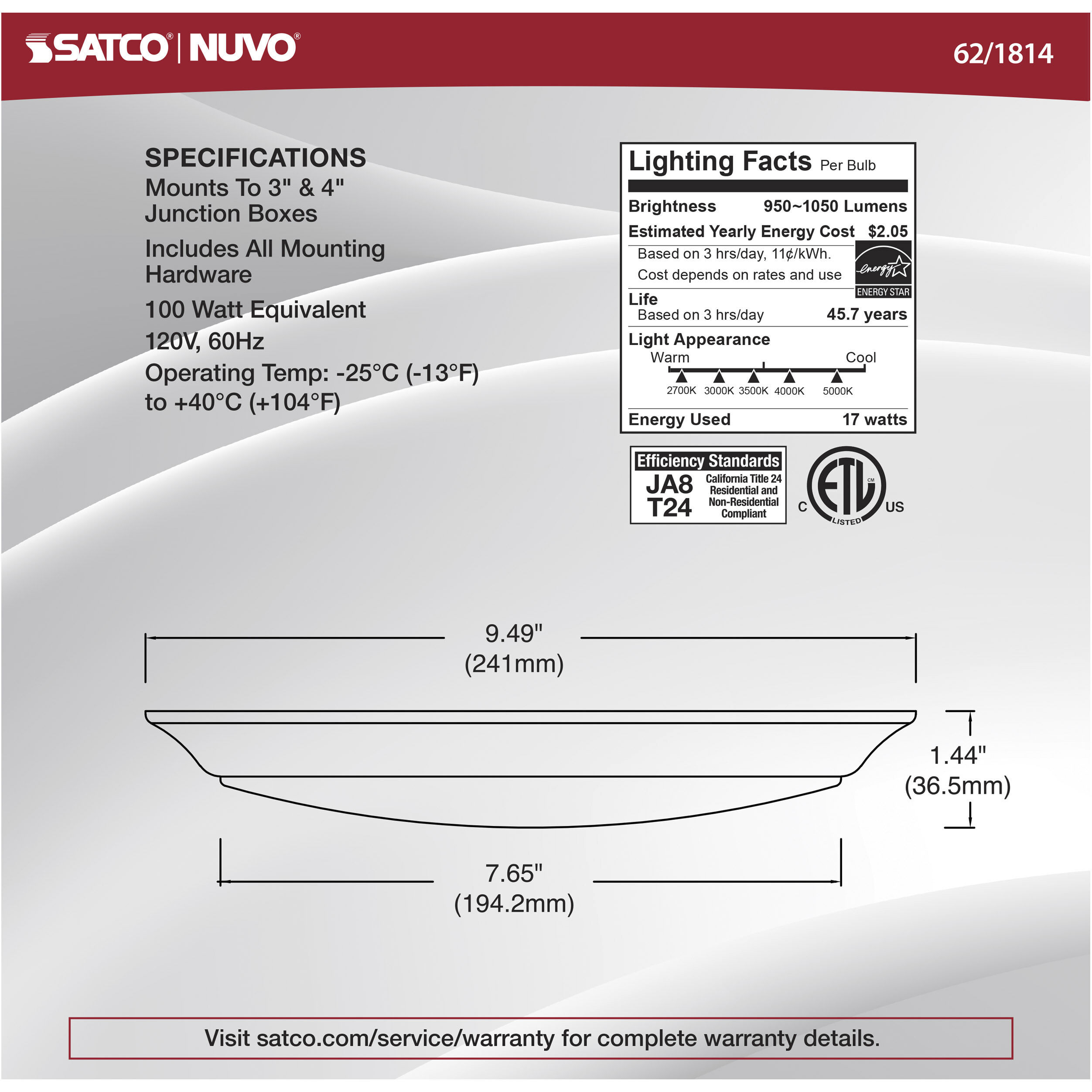 Brentwood Integrated LED Black LED Disk