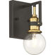 Intention 1 Light 5 inch Warm Brass and Black Vanity Light Wall Light