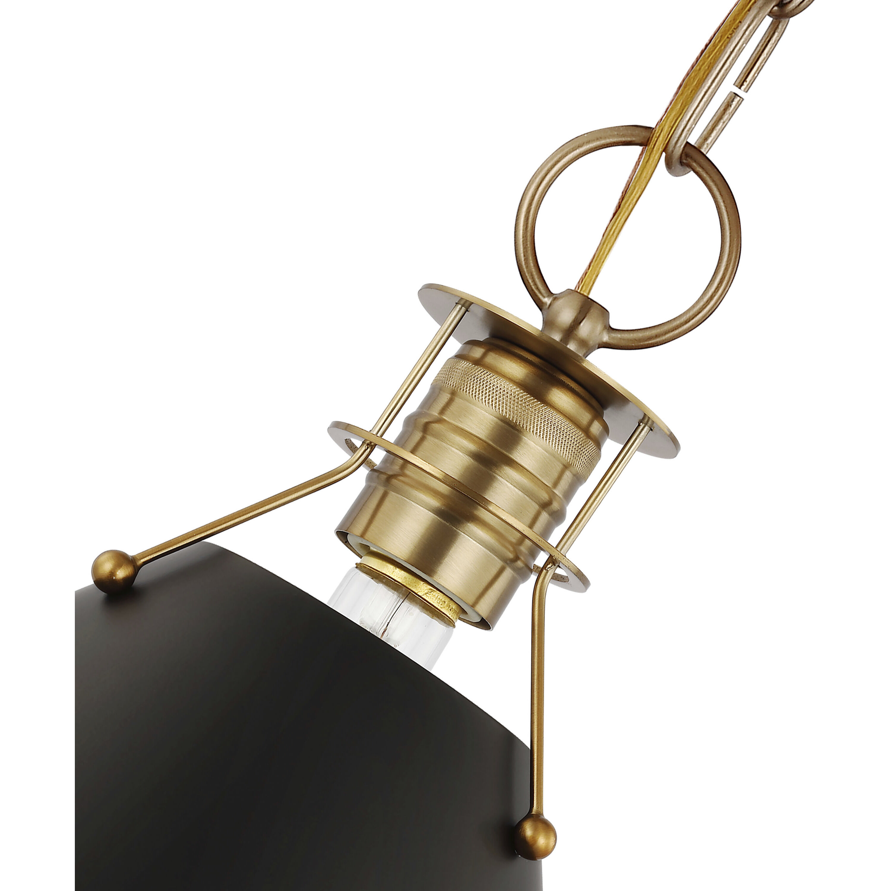 Outpost 1 Light 13 inch Matte Black/Burnished Brass Pendant Ceiling Light