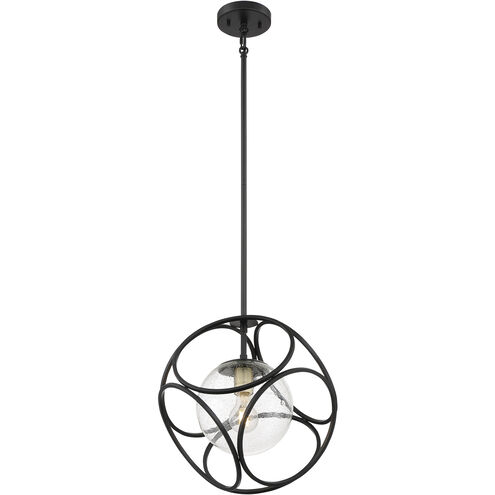 Aurora 1 Light 14 inch Black and Vintage Brass Pendant Ceiling Light